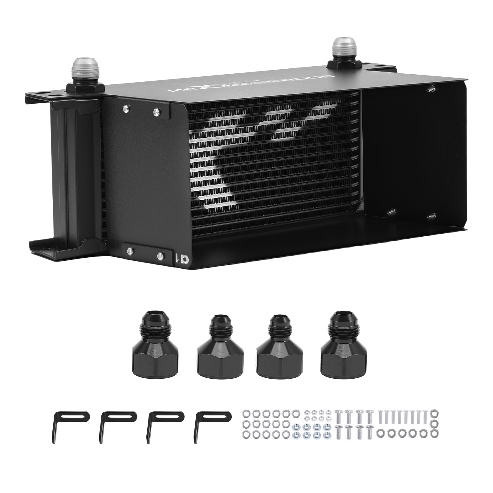 16-Row Aluminum Oil Cooler AN10 Kit for Universal Vehicle Installation Black
