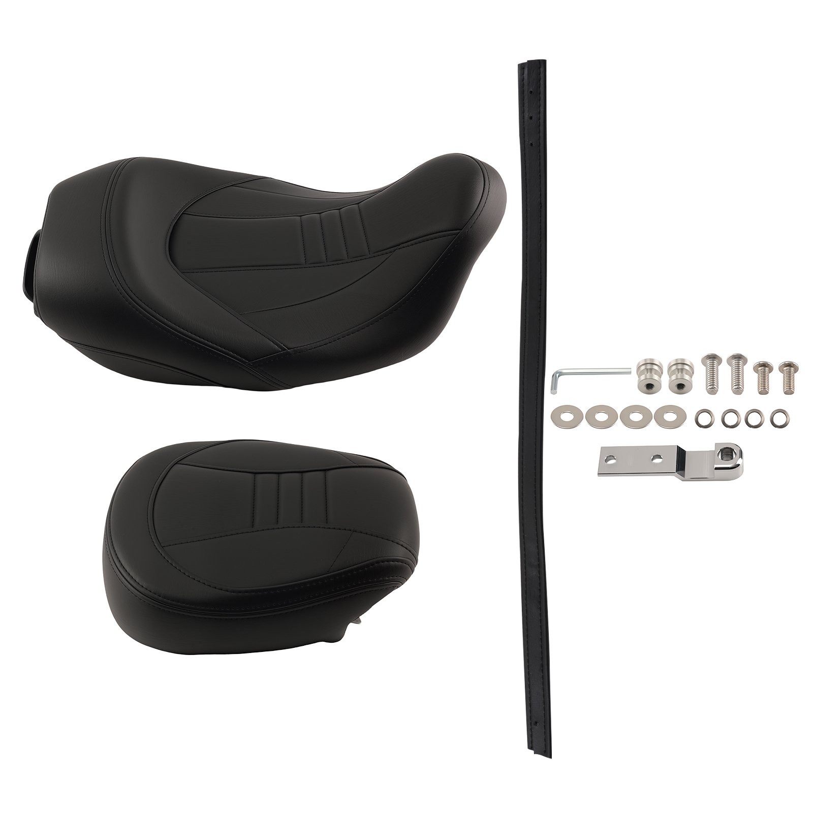 Low Profile Touring Seat for Harley 2009-2024 Black Stitch Two Piece Set