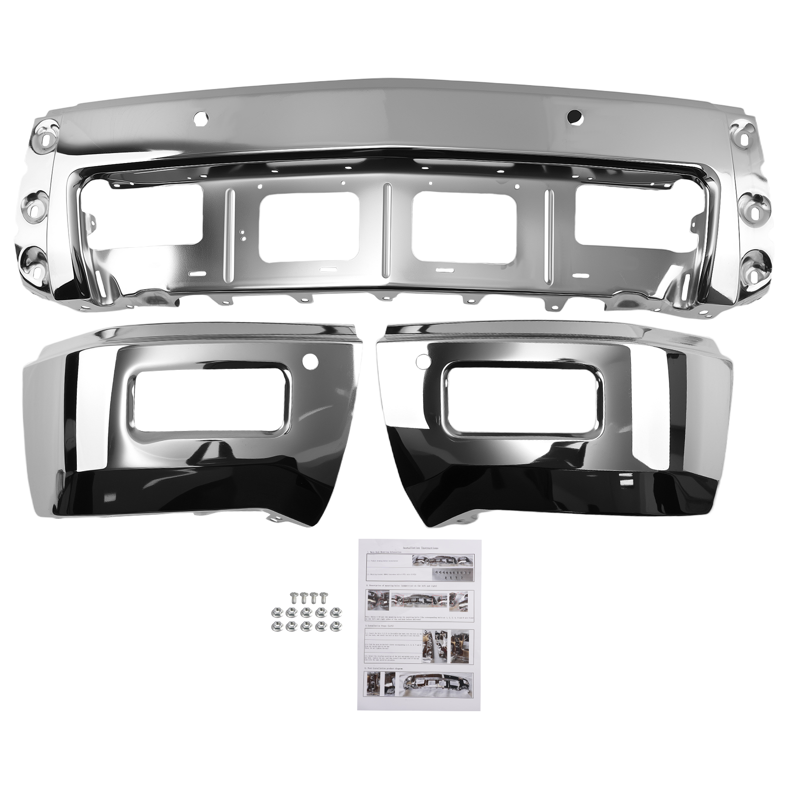 Front Bumper Chrome for Chevrolet Silverado 1500 14-15 Split 23173678