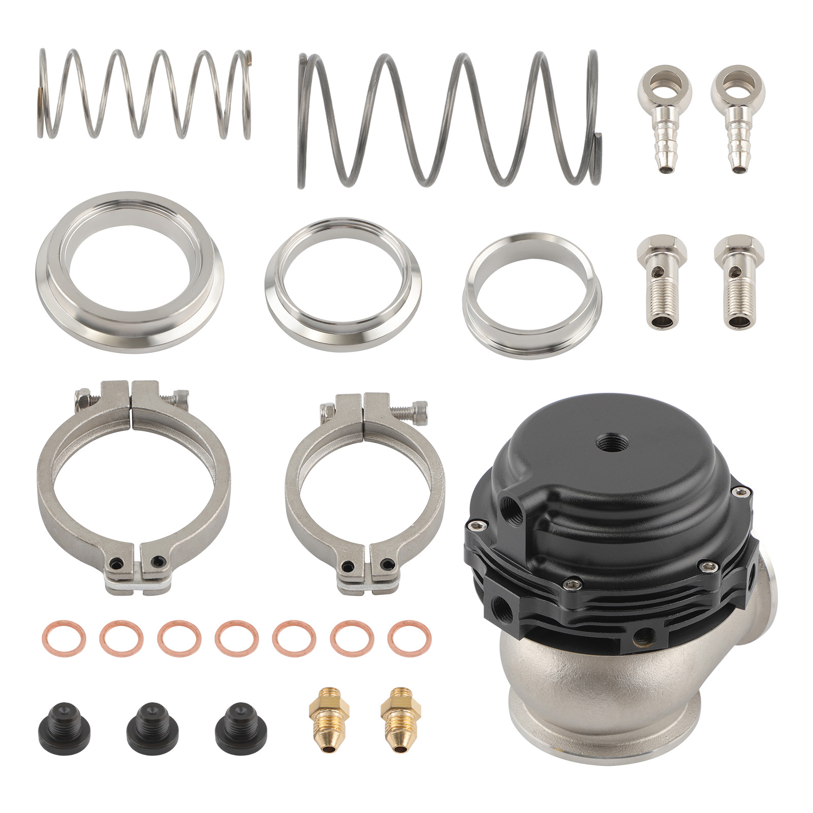 2Sets Universal 44mm External Blow Off Valve for Turbo Wastegate Black Steel