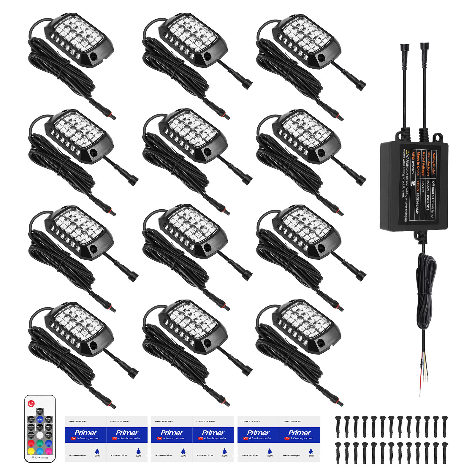 LED Rock Lights 12Pcs RGB For Car Truck SUV ATV Motorcycle Waterproof Pod Kit
