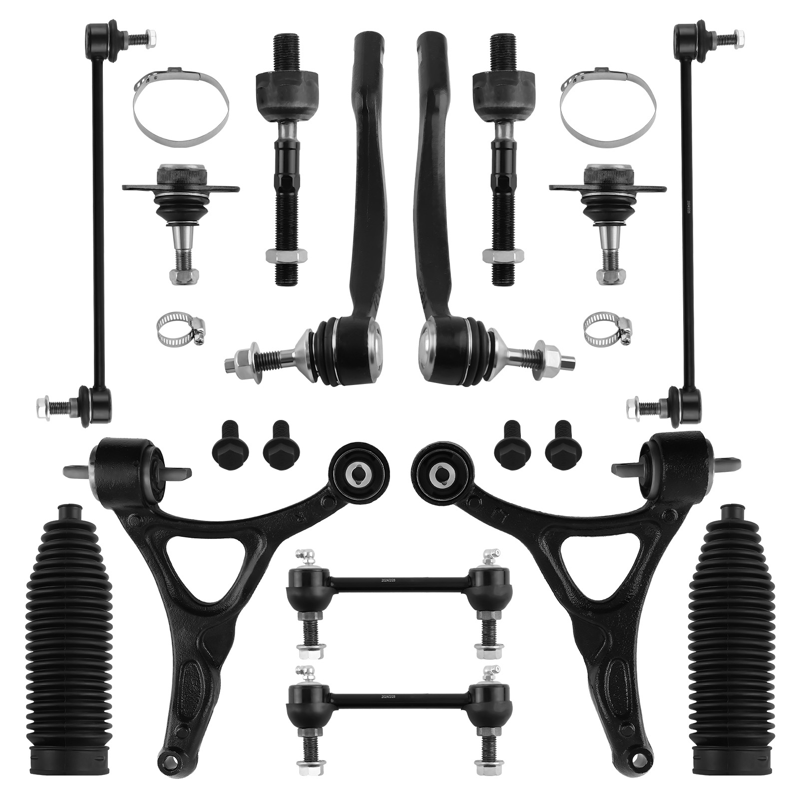 14x Front Lower Control Arms Sway Bar Tie Rods Kit for 2003 2004-2014 Volvo XC90