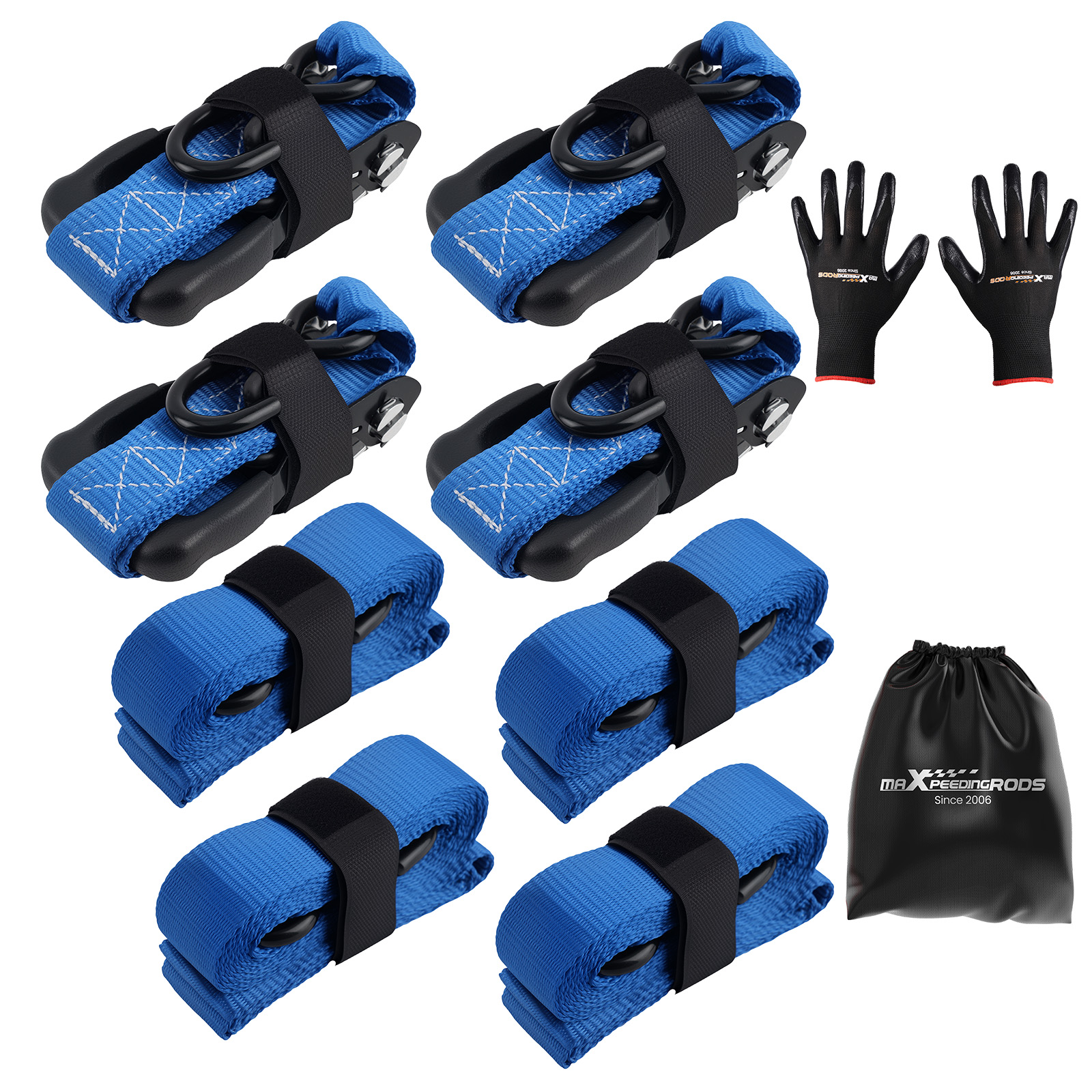Heaty Duty 4 Pack Retractable Ratchet Tie Down Straps 1.6'' x 8' 5208 lbs Blue