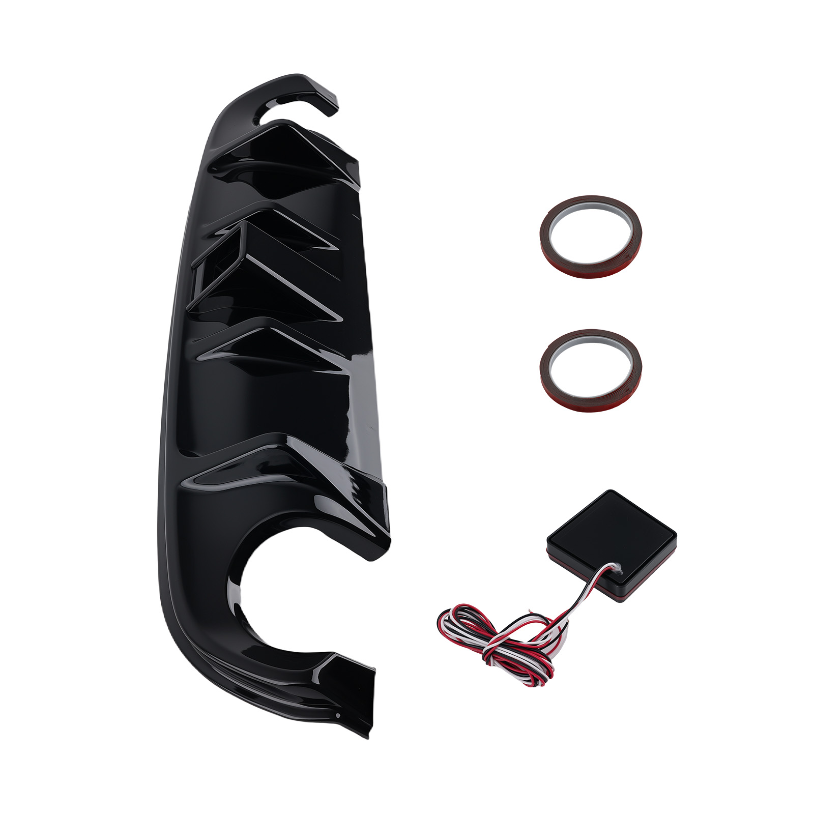 Glossy Black Rear Bumper Diffuser W/ LED Brake Light Fit For 14-17 Infiniti Q50