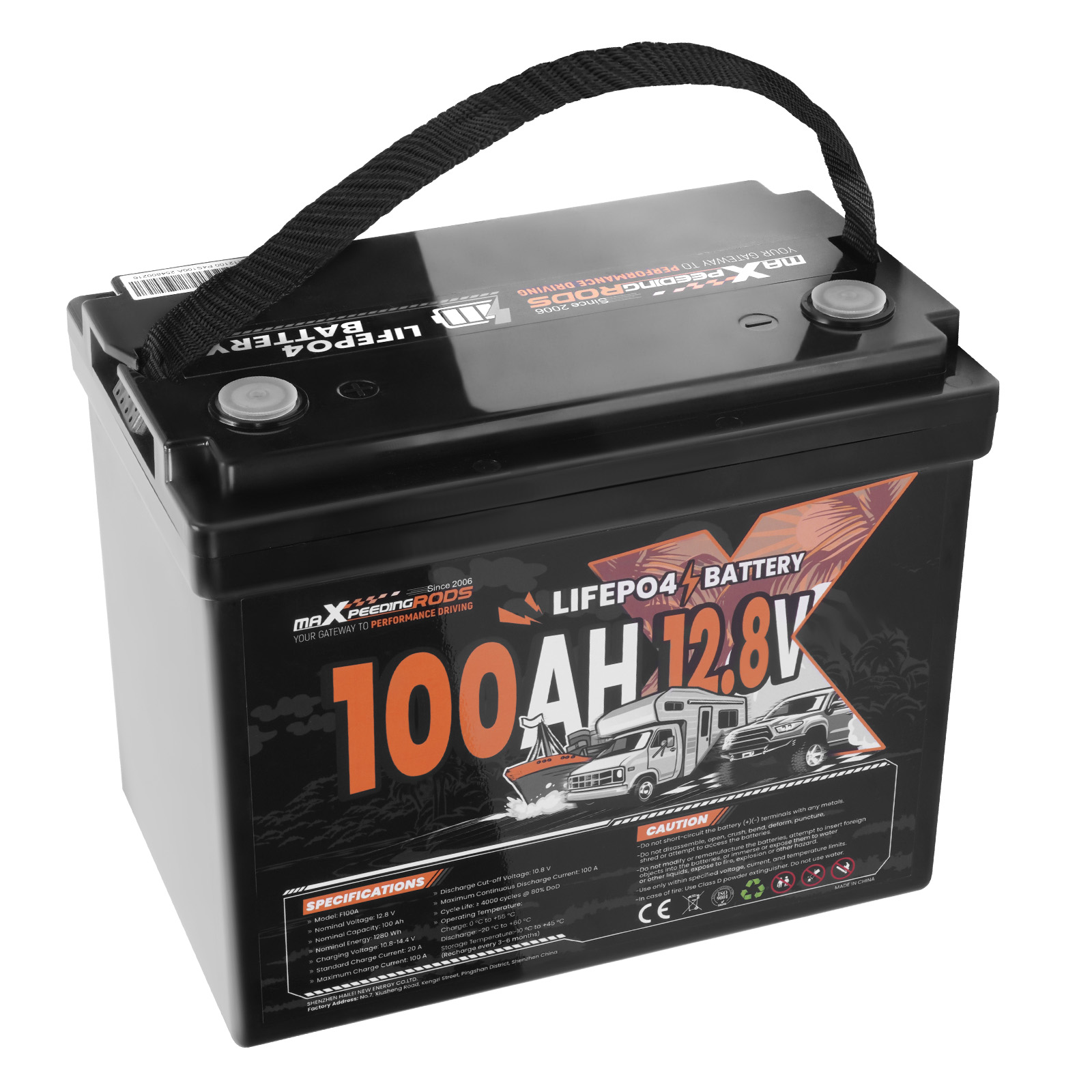 12V 100Ah LiFePO4 Battery for Marine Cold Weather Charging Protection, BMS