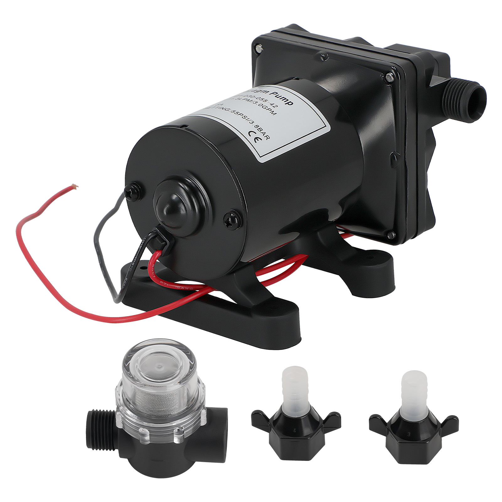 12V 3.0 Gpm RV Water Pump with Strainer For Camper 4008-101-A65 4008-101-E65