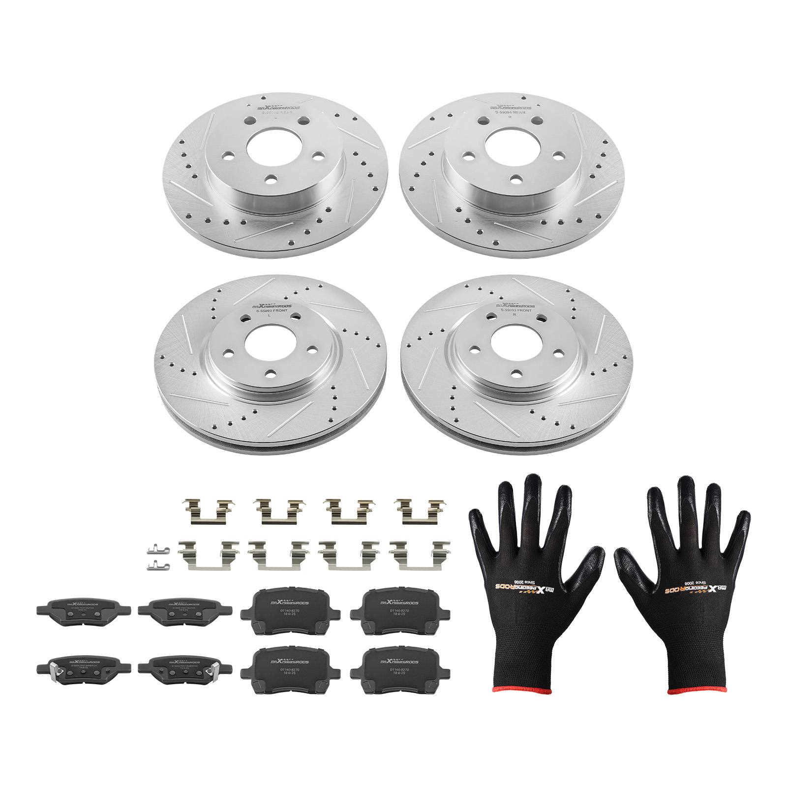 Front Rear Brake Rotors+Brake Pads Set for Chevrolet Malibu 2006-2012 S-55094