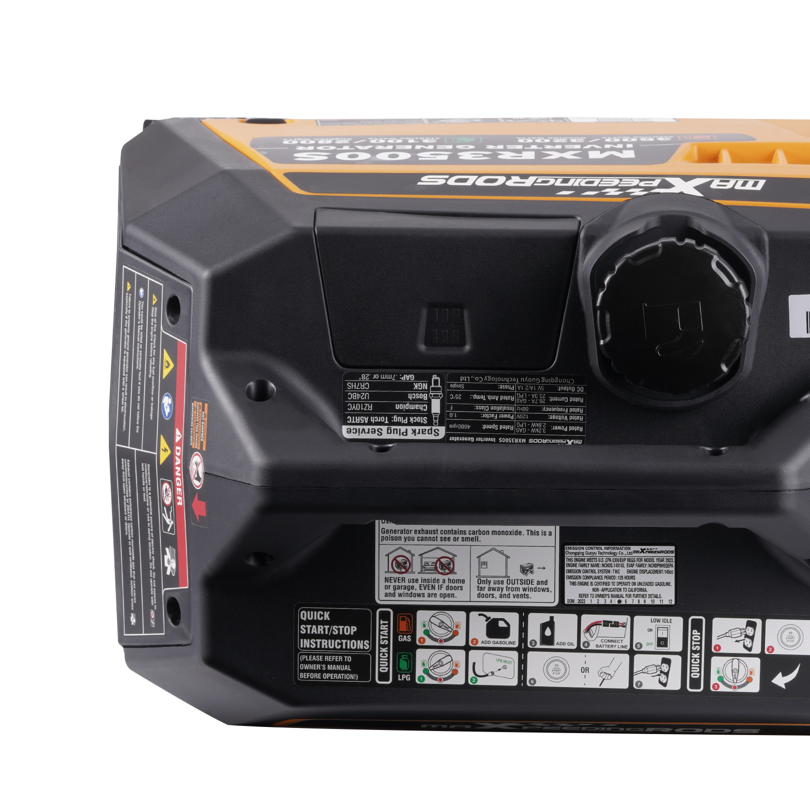 3500 Watt Portable Generator Inverter 3.2KW Gas Propane Dual Fuel Electric Start