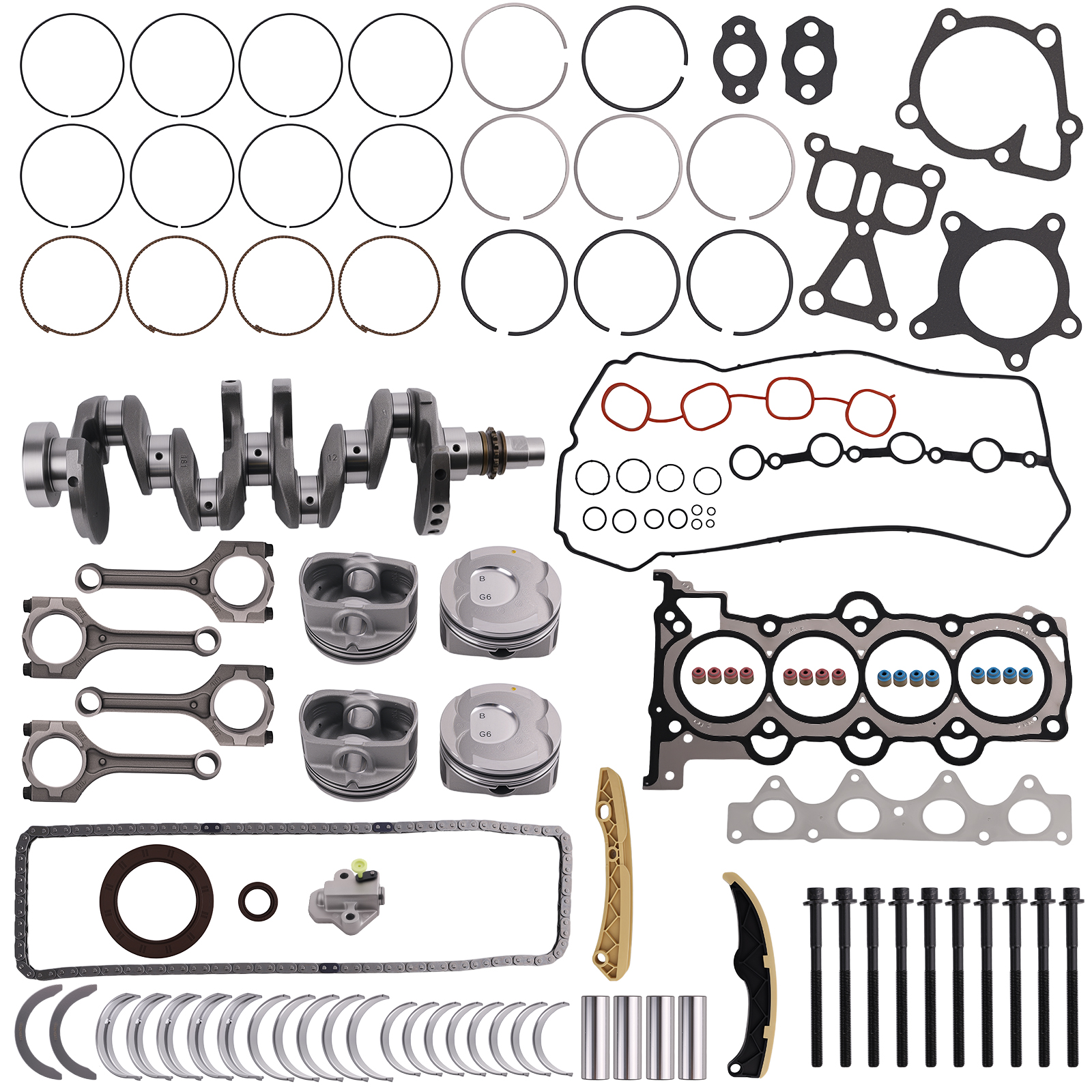 Engine Rebuild Kit w/ Crankshaft Con Rods Timing Kit FOR HYUNDAI KIA 1.6L