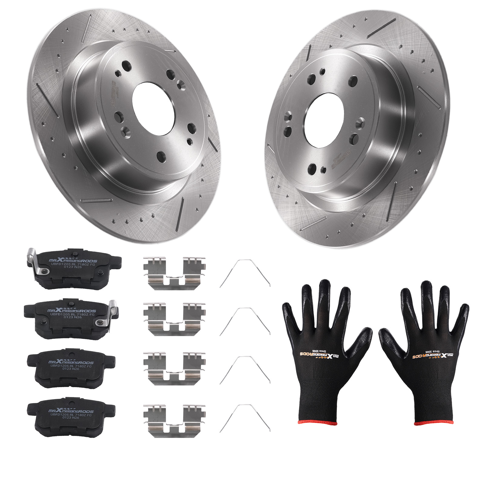 Rear Brake Rotors & Ceramic Pads Kit for Acura TSX 2009-14/Honda Accord 2008-17