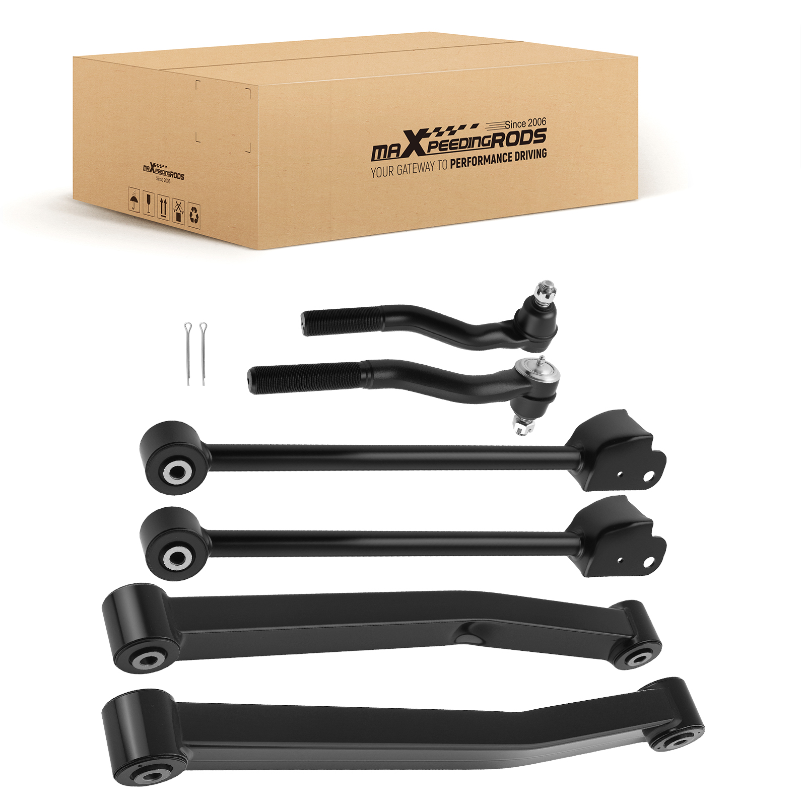 Front Lower & Upper Control Arms Tie Rods Kit for 2007 - 2018 Jeep Wrangler JK