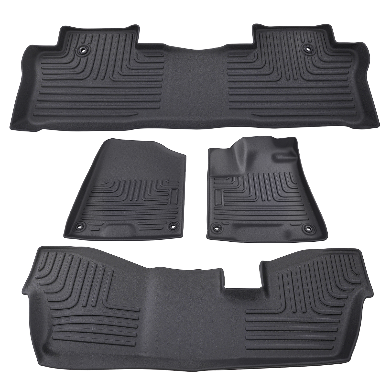 Carpet Floor Mats for Honda Pilot 8 Passenger 2016-2022 TPE 3-Row Black