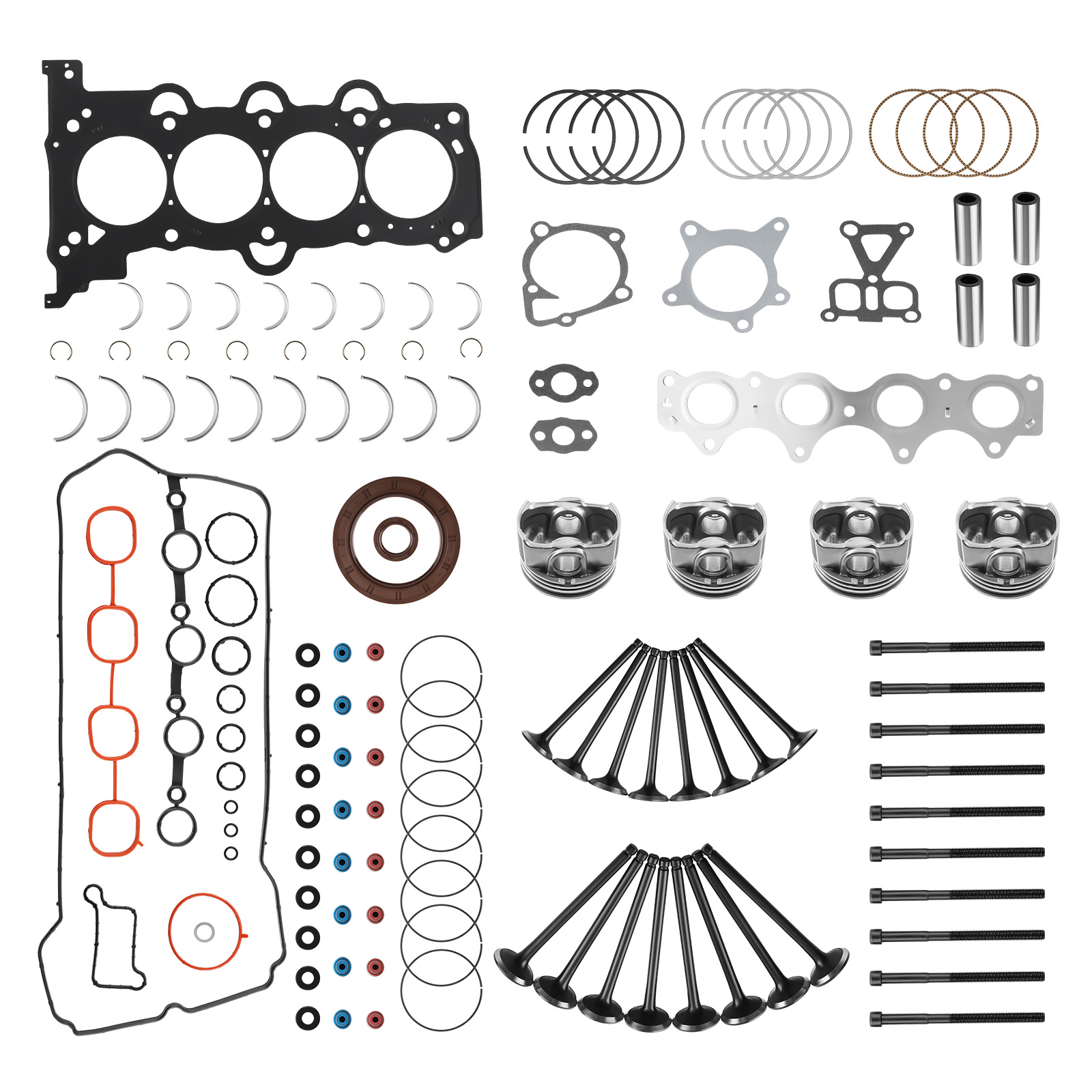 Engine Pistons Head Gasket Overhaul Rebuild Kit for Hyundai Kia G4FD 1.6L Engine