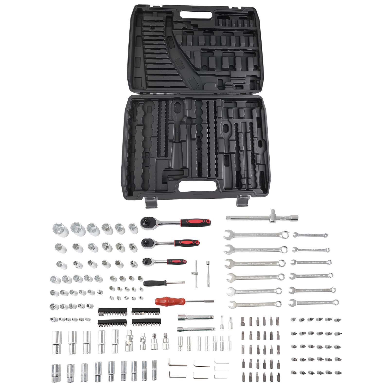 216PCS Auto Ratchet Wrench Socket Tool Set Drive Kit w/Extensions Case