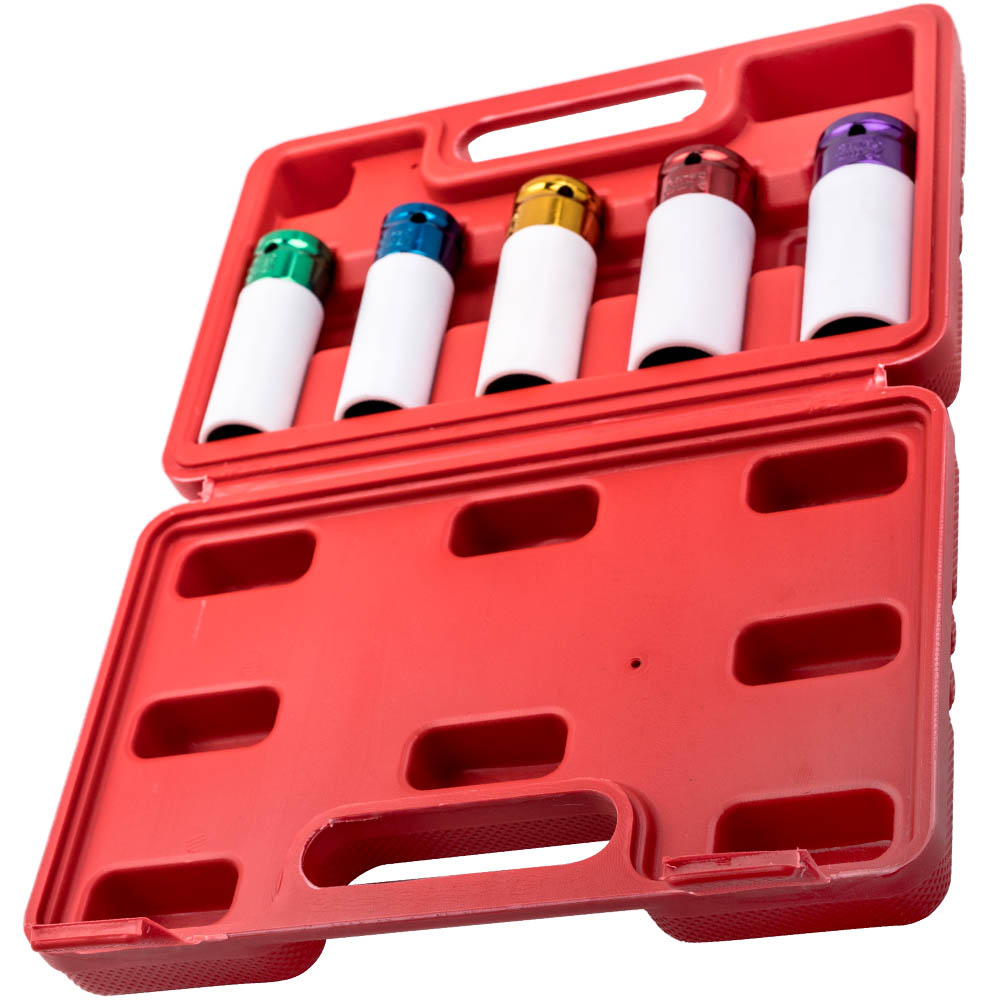 Impact Socket Lug Nut Thin Wall Wheel Protector 1/2"Drive 15mm Tool Kit