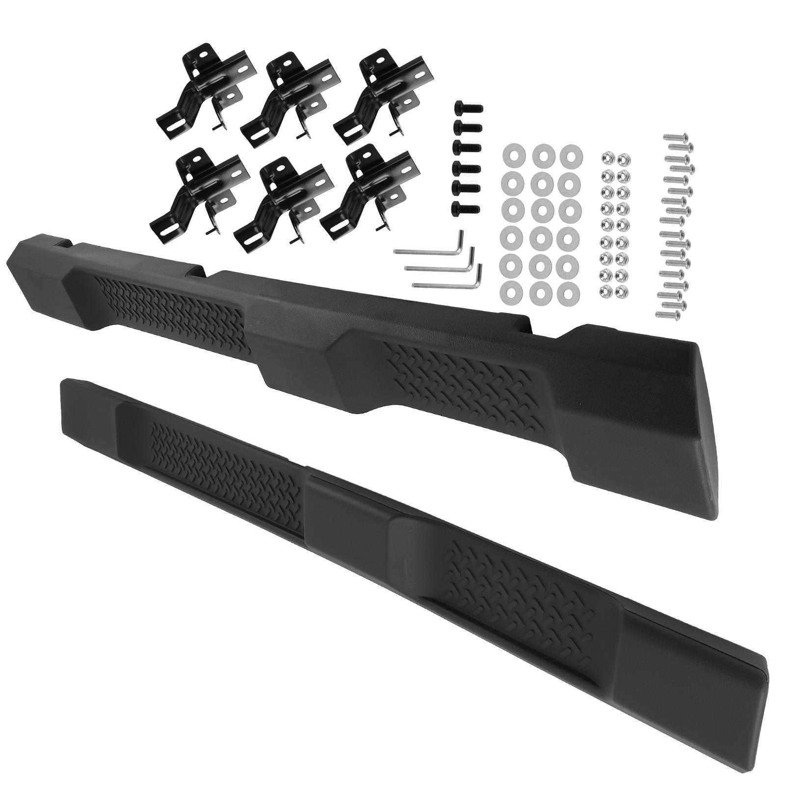 Black Running Board Side Steps for 07-18 Jeep Wrangler JK 4DR Non-Slip Design
