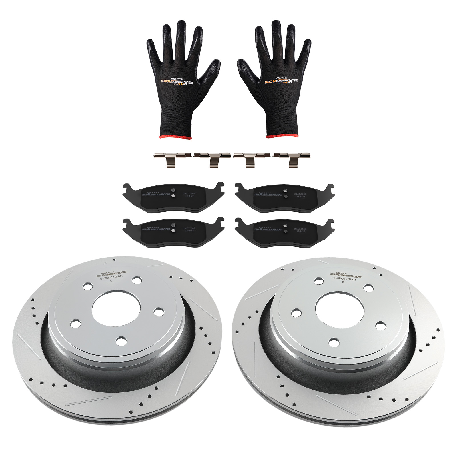 Rear 13.86inch Drilled Brake Rotors Kit w/pads for Dodge Durango 2004-09 S-53006