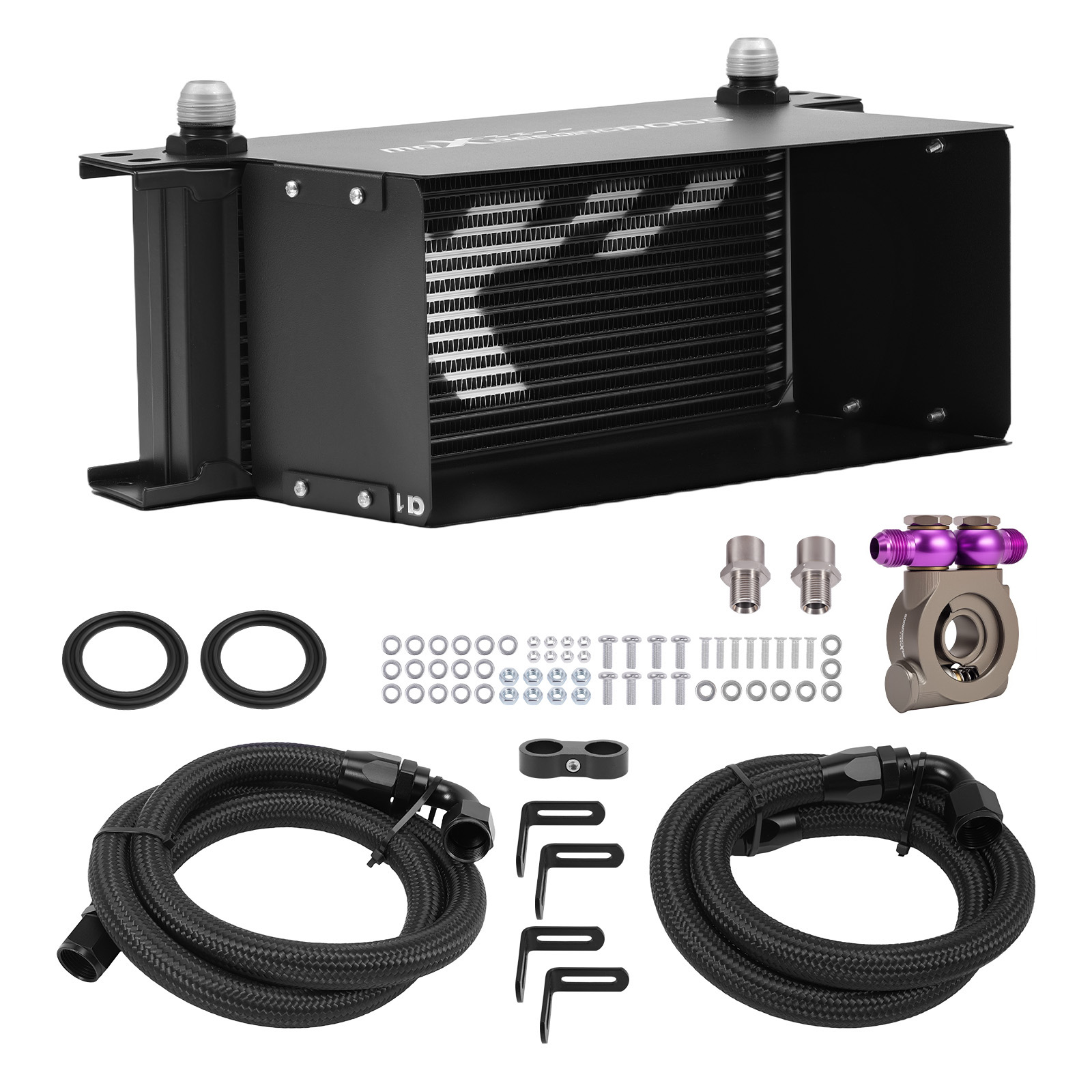 16 Row Aluminum Oil Cooler 10AN Universal Transmission w/ Corner Brace Kit