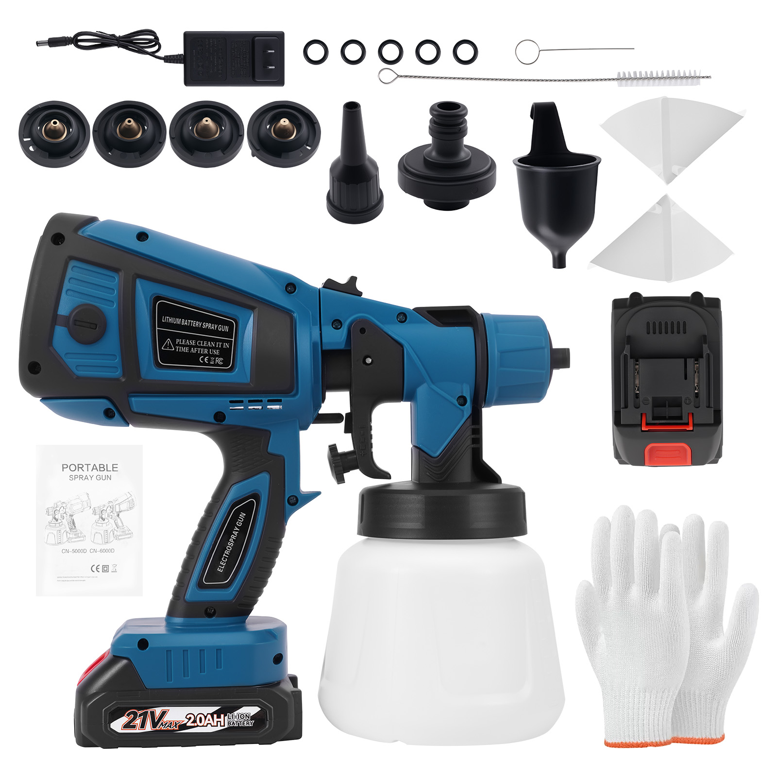 Electric HVLP Paint Sprayer 200W Handheld Gun 280-850ml/min 4 Nozzles Kit