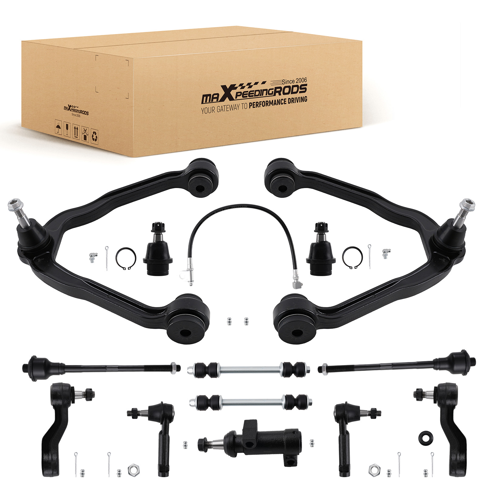 Front Upper Control Arms Tierods Suspension Kit for Chevy Silverado Sierra 1500