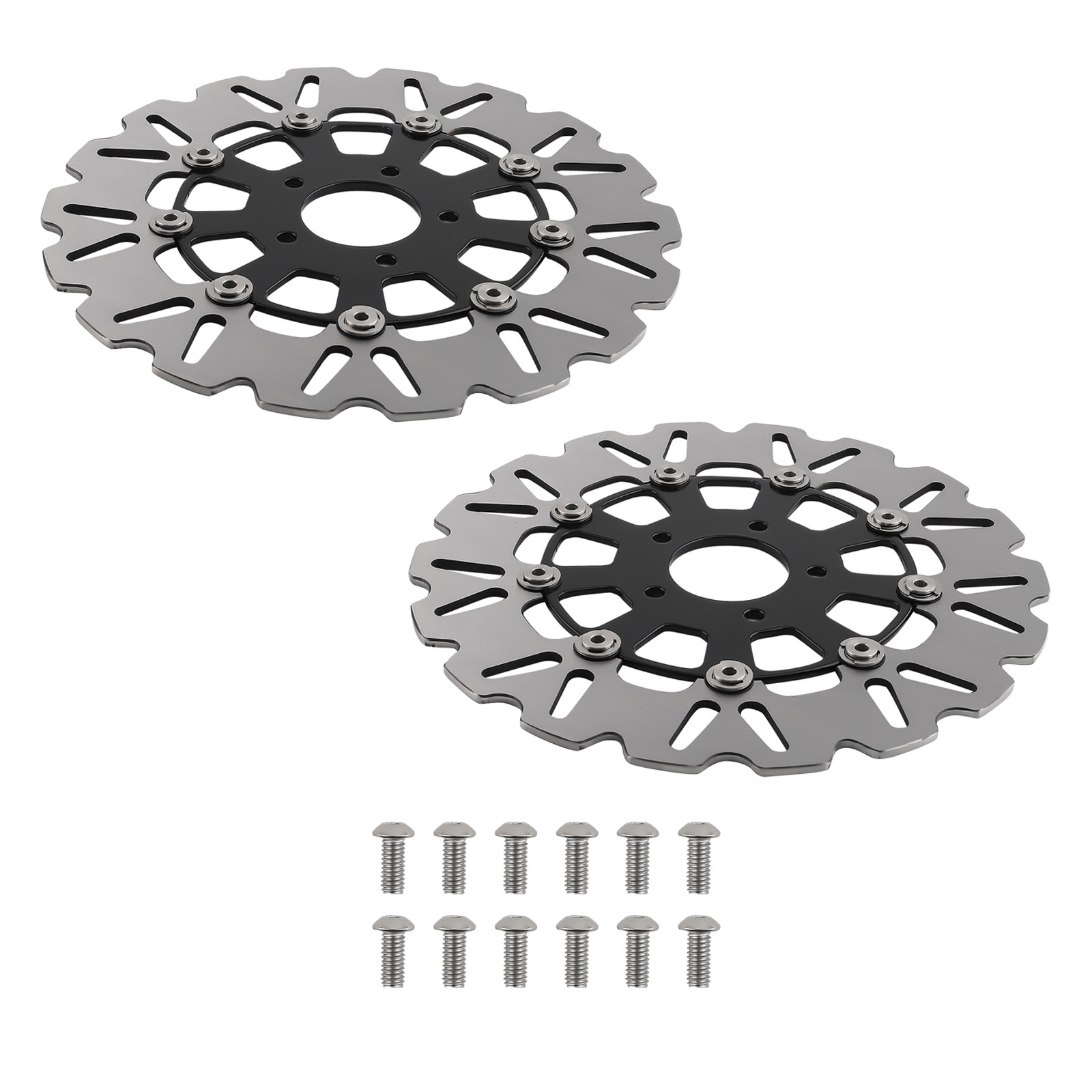 2x Motorcycle Front Brake Disc for Harley-Davidson Dyna 2006-2017 11.8inch Black