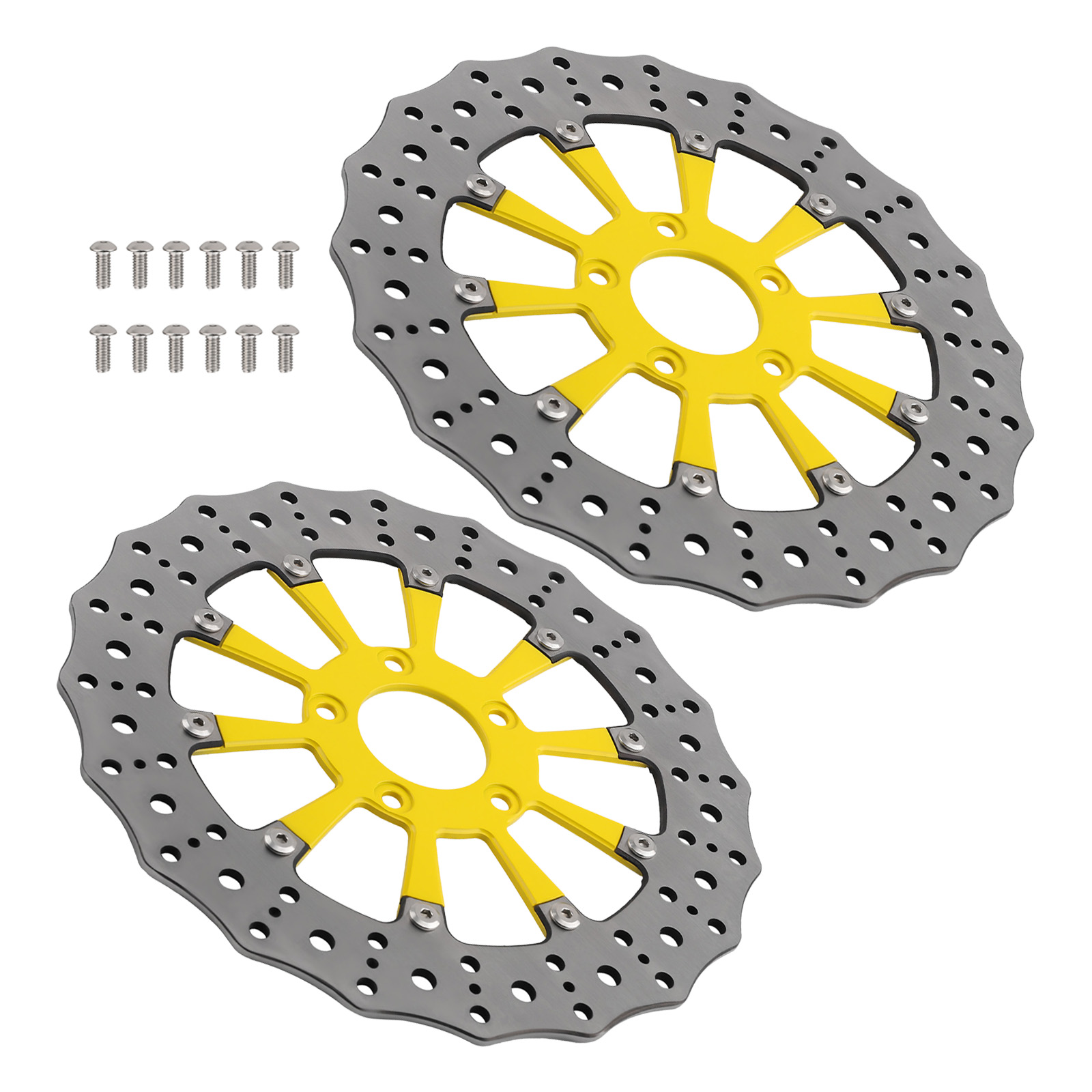 Front Brake Disc 299mm Pair for Harley Dyna Iron 883 Sportster 2006-2017 Yellow