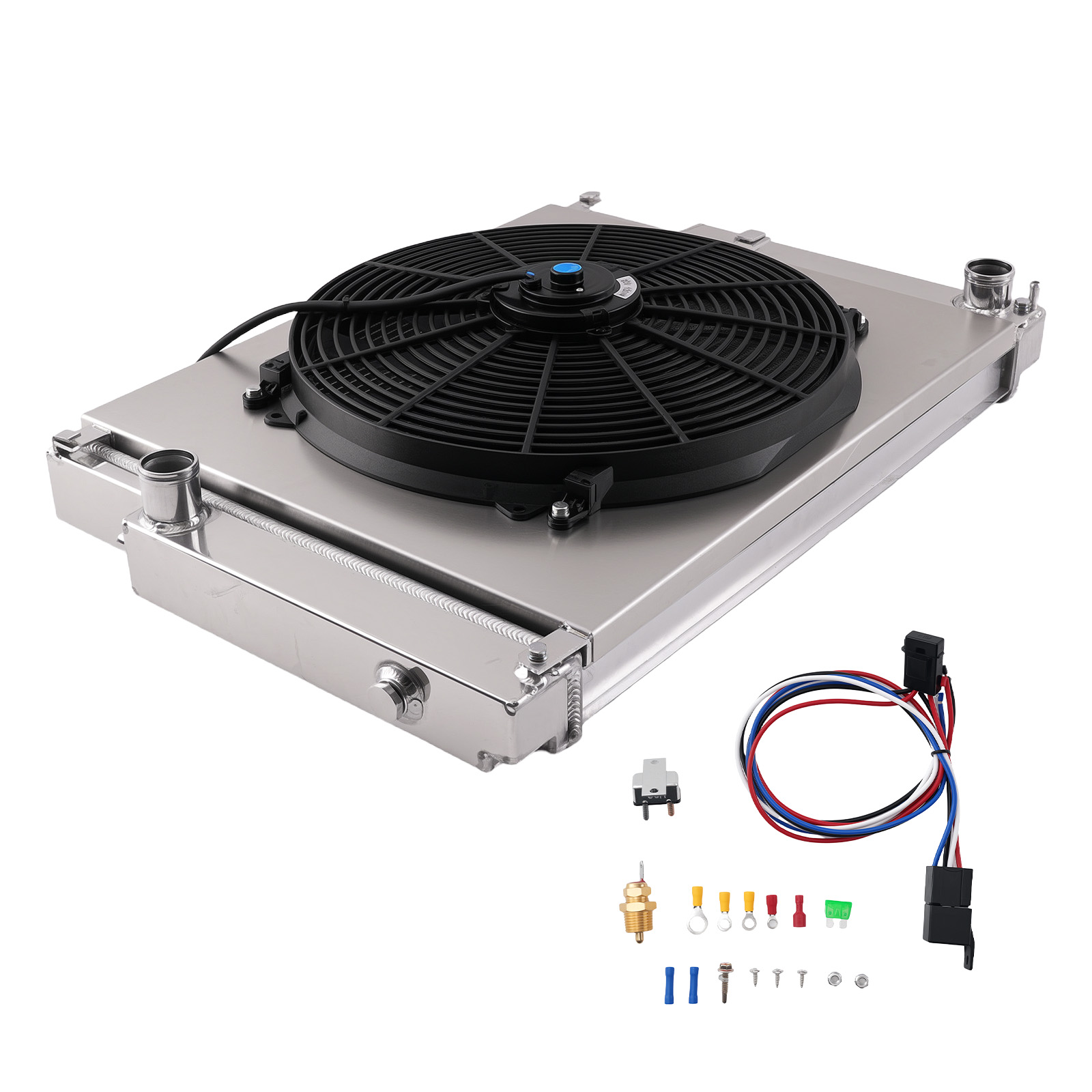 Aluminum  2 Row Radiator Fan Shroud Relay Kit for BMW E30 325i 325is 325iX