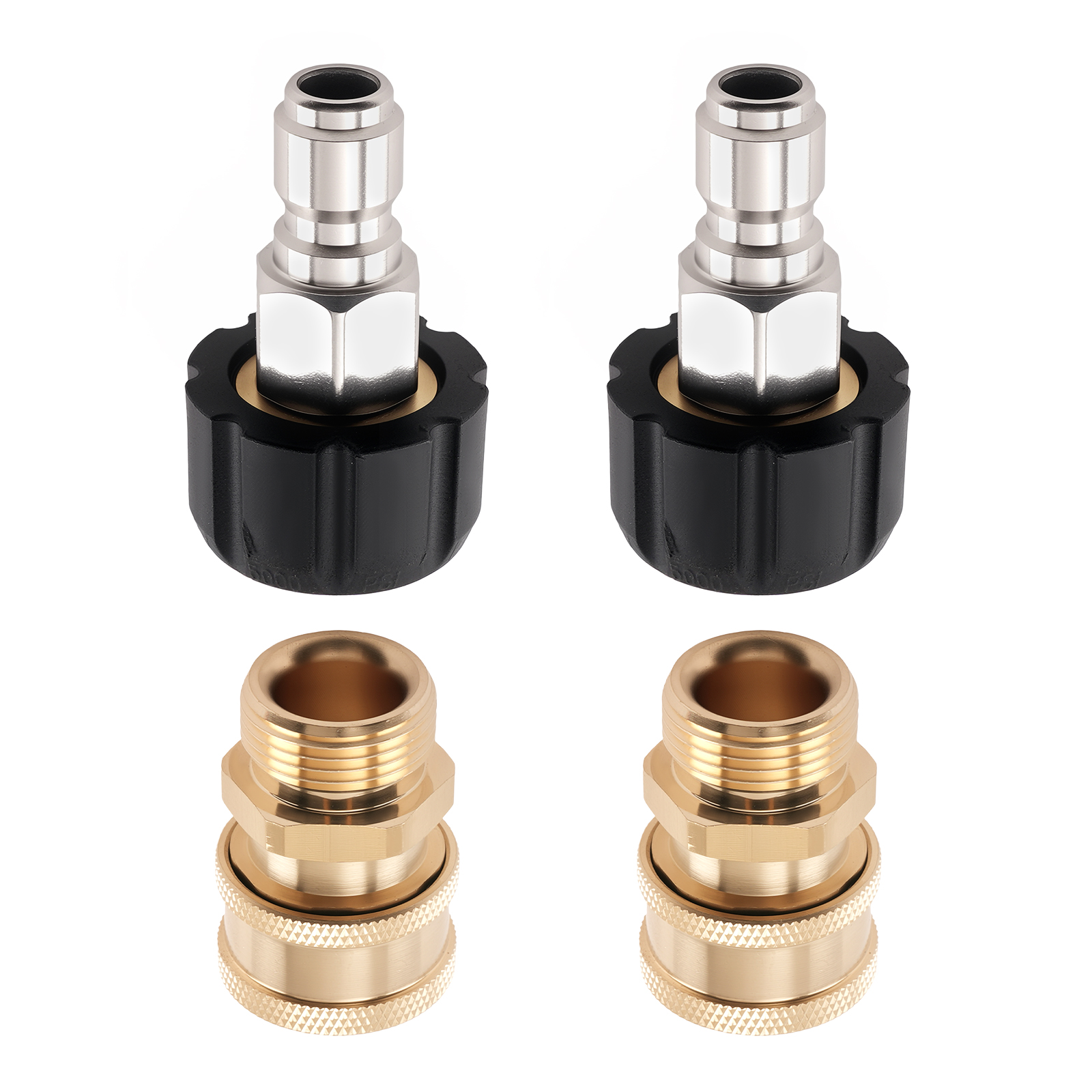 2 Set M22-14mm to 3/8'' Quick Connect Pressure Washer Adapter M22 Swivel 5000PSI