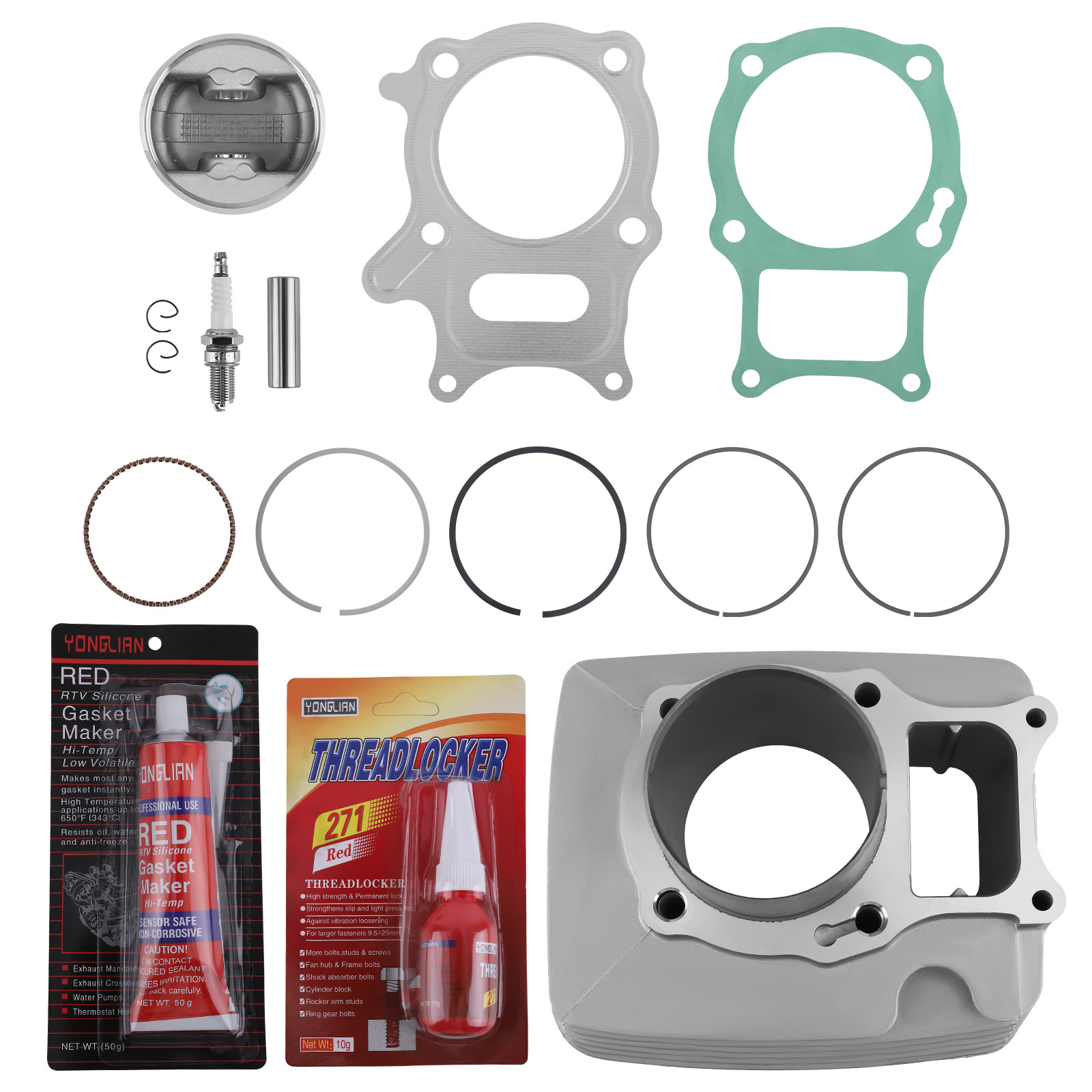 72mm Cylinder Jug Piston Top End Rebuild Set For Honda TRX250EX 250X Recon 250