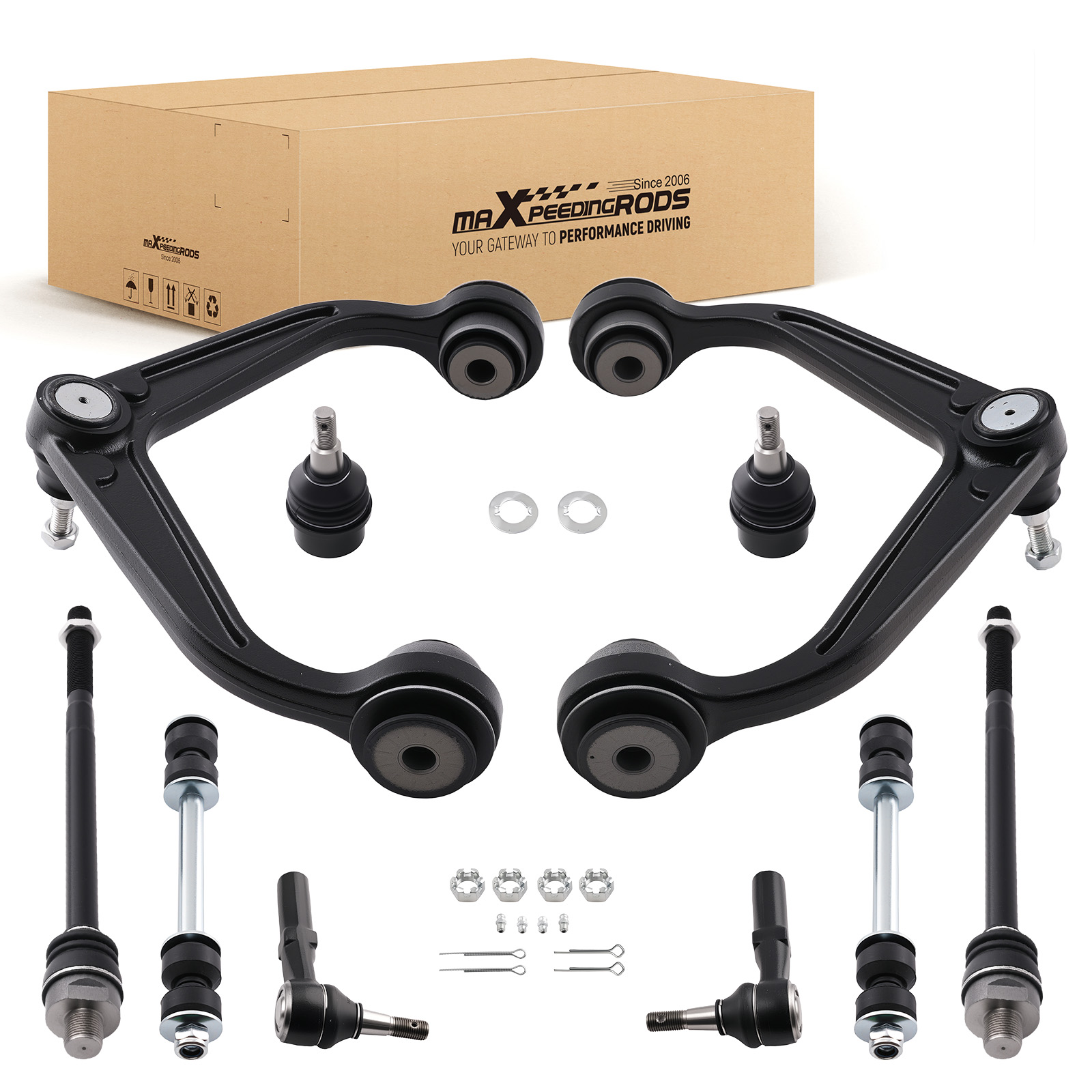 Front Upper Control Arms Ball Joints Tie Rods for 2011 - 2019 GMC Sierra 3500 HD