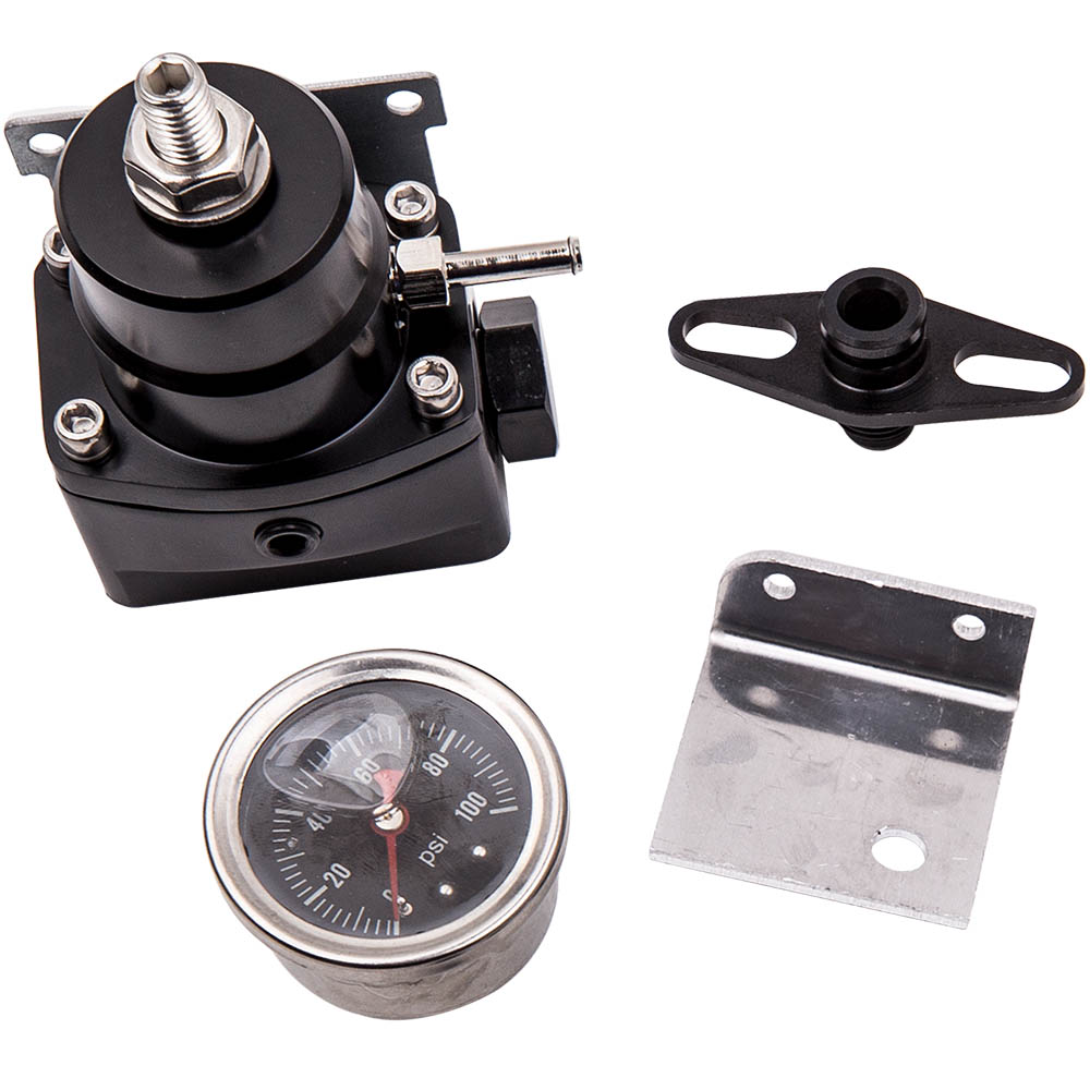 Universal 0100 Psi 6AN Adjustable Fuel Pressure Regulator Kit W/ Gauge Black eBay