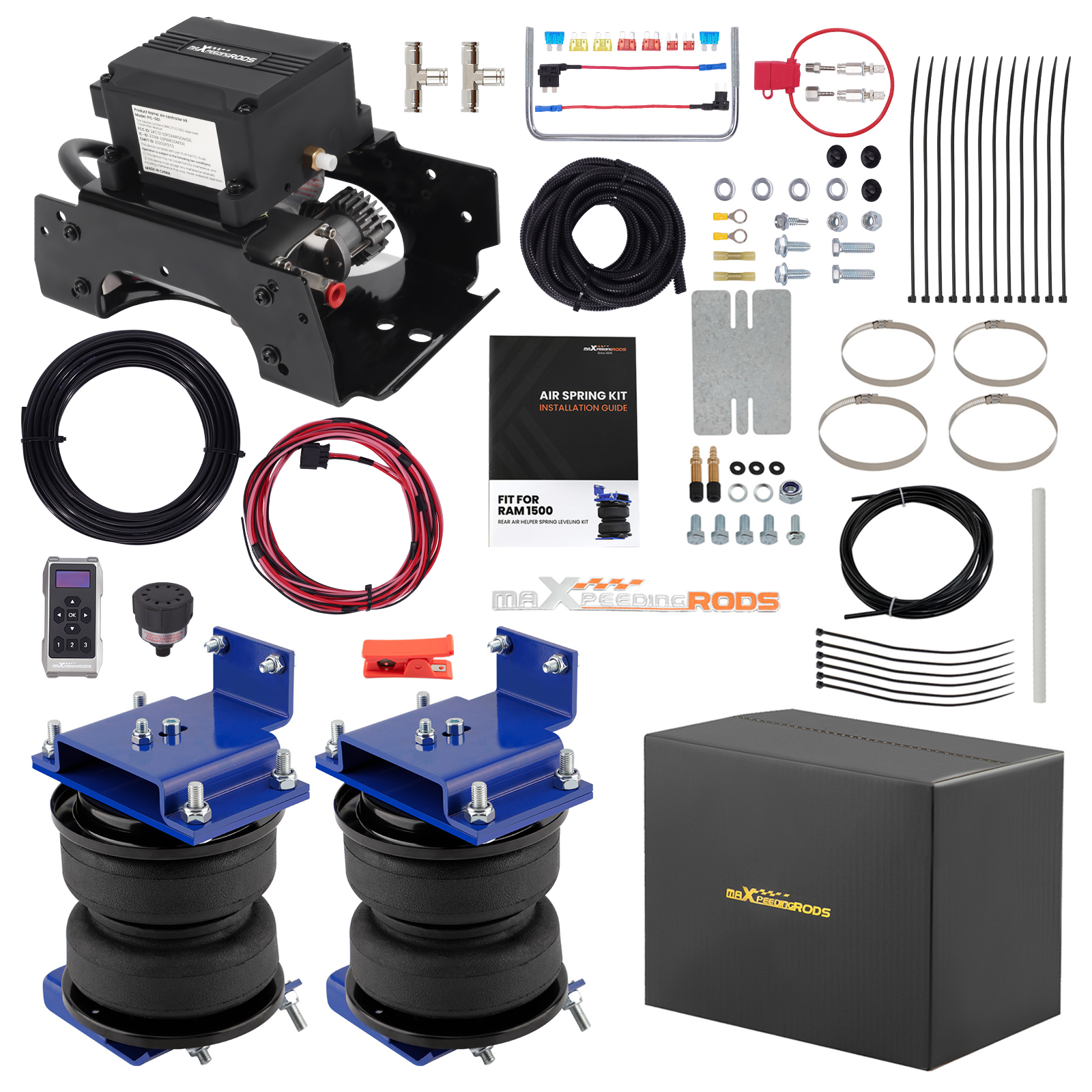 Air Suspension Springs + Wireless Compressor Kit For Ram 1500 PICKUP 2011-2023