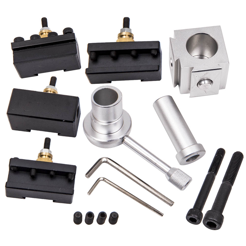Quick Change Tool Post & Holder Kit Aluminum w/4 xCutter Holders for