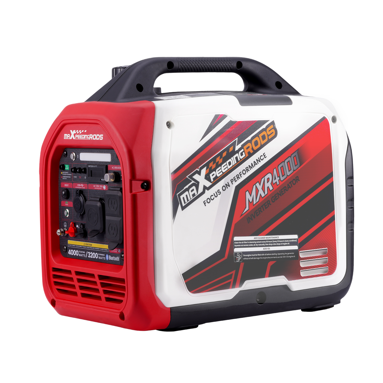 Gas-powered 4000 Watt Generator Portable Pure Sine Wave with Bluetooth CO Alert