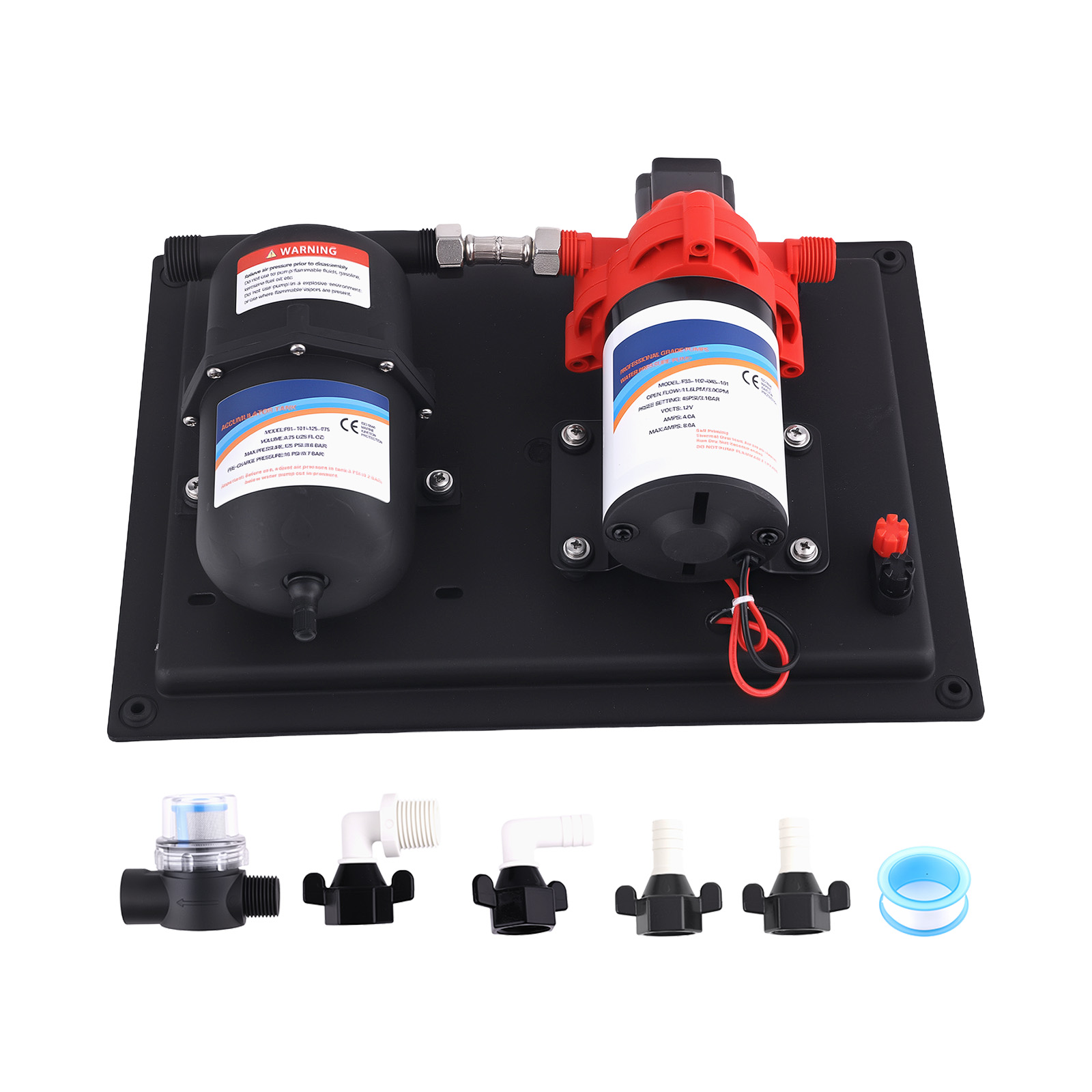 12V Boat Water Pump for RV Travel Trailer Camper 3GPM 45PSI with Inlet Filter