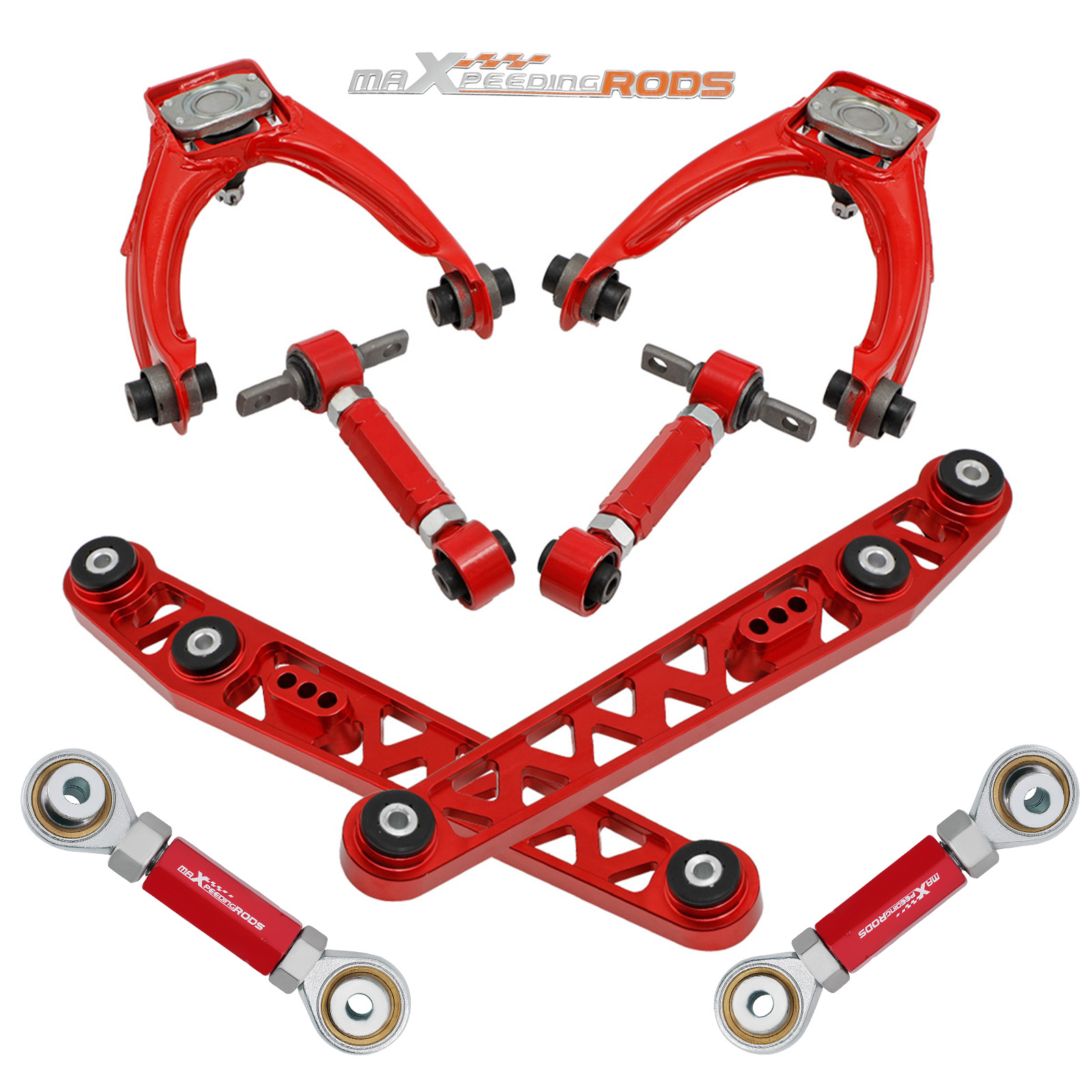 8x Front & Rear Camber Toe Arm Kit + Lower Control Arm For 1996-2000 Honda Civic