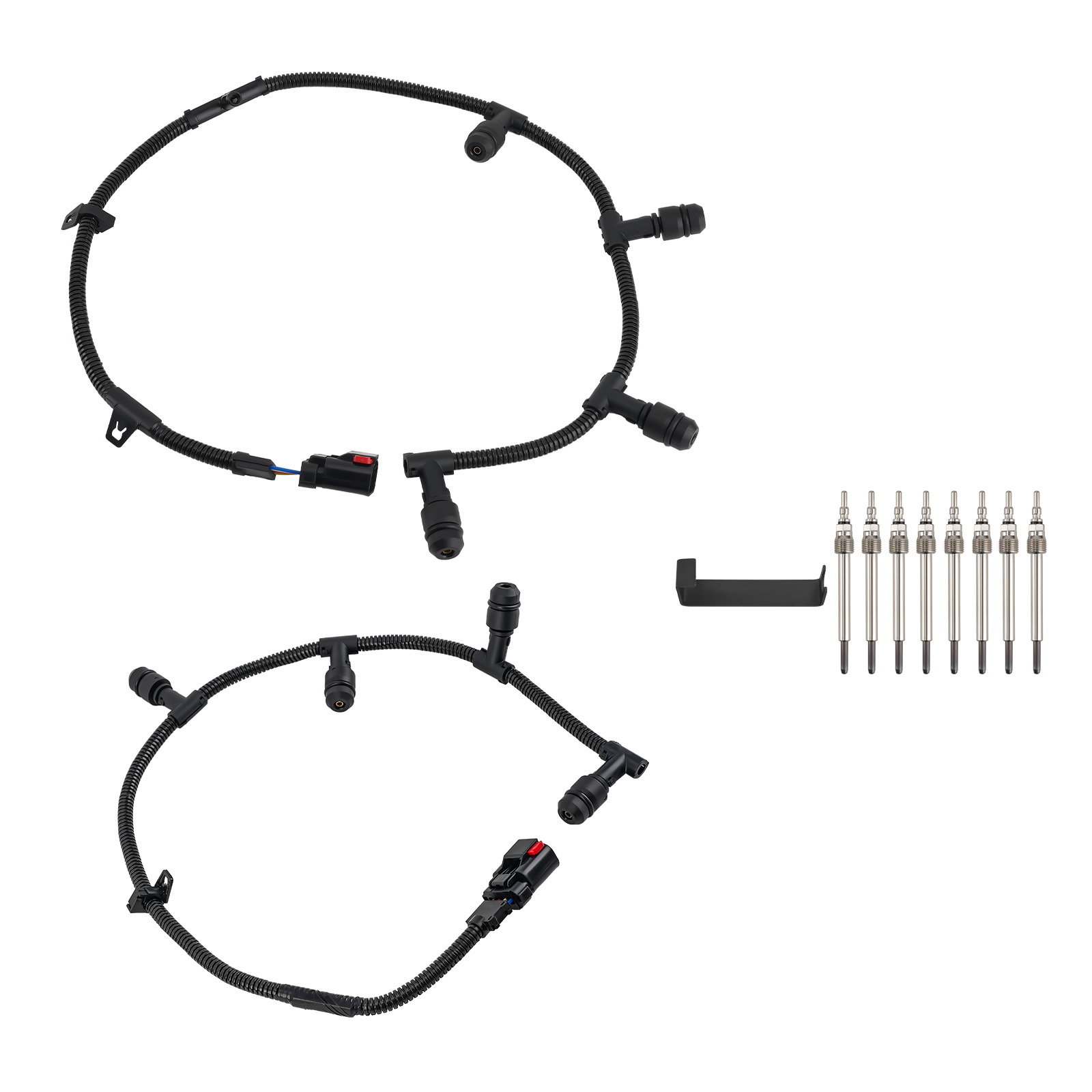 ZD13 Glow Plugs & 2 Glow Harness For 04-15 Ford E350 Club Wagon 6.0L Powerstroke