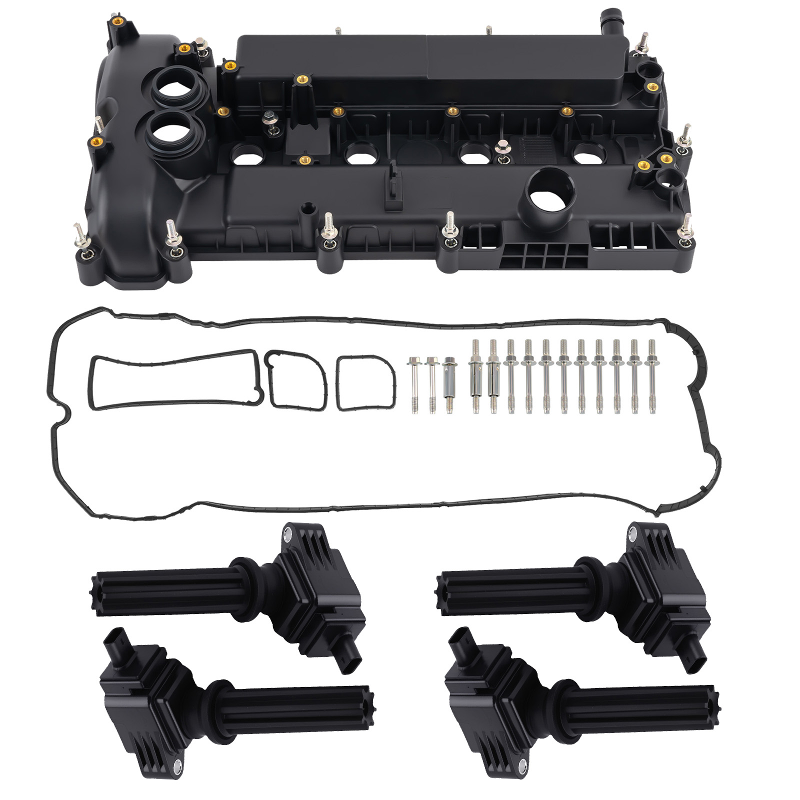 Valve Cover + 4 Ignition Coils For Ford Taurus Fusion Focus 2.0L CM5Z12029K