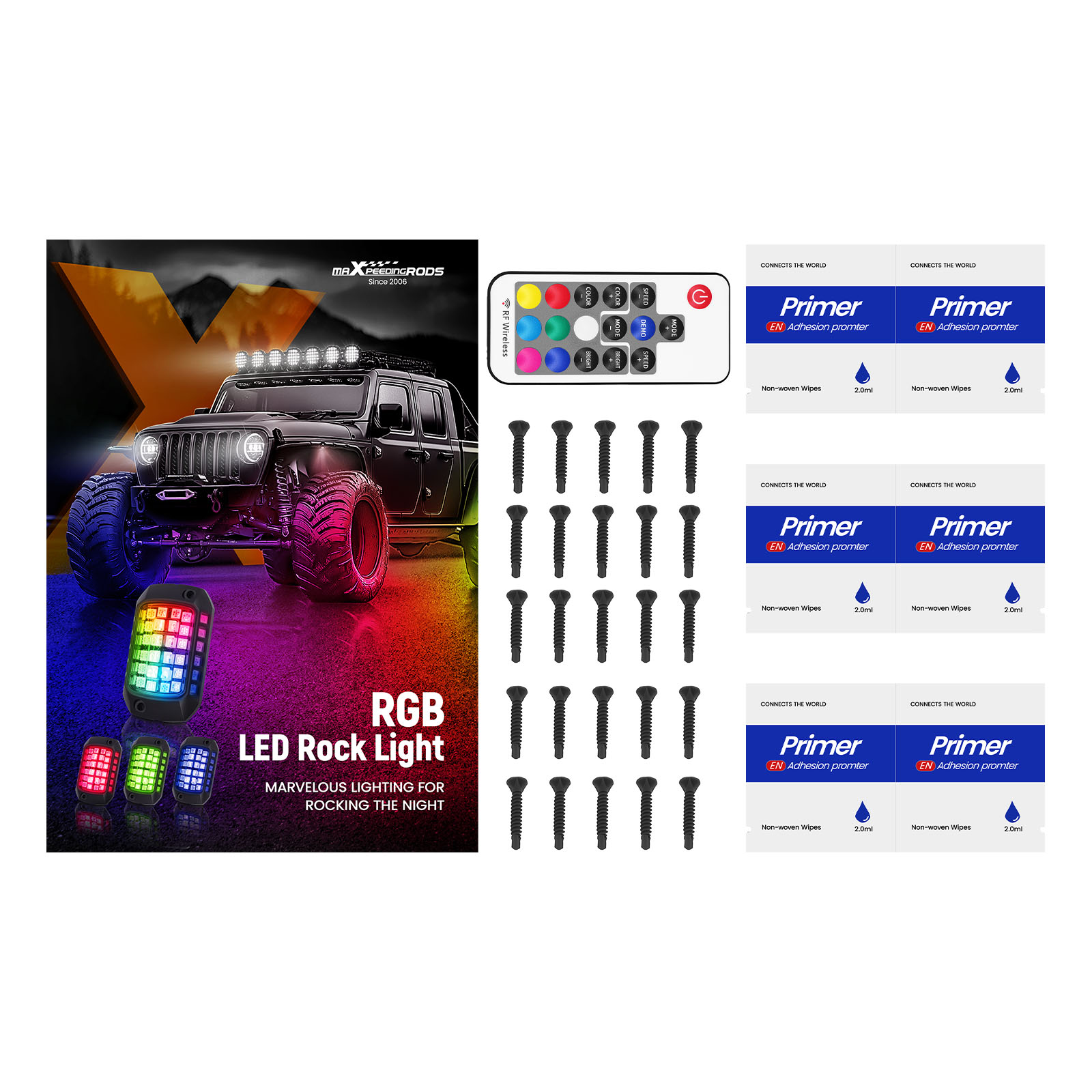 LED Rock Lights 12Pcs RGB For Car Truck SUV ATV Motorcycle Waterproof Pod Kit