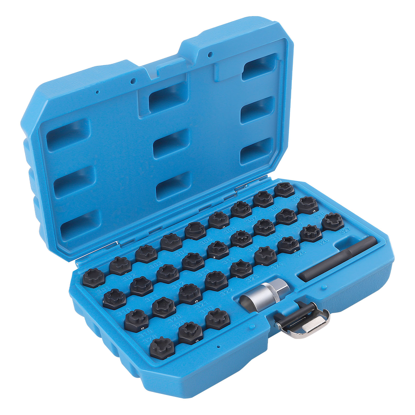 32Pcs Anti-Theft Wheel Lock Lug Nuts Removal Socket Tool Fit For Mercedes Benz