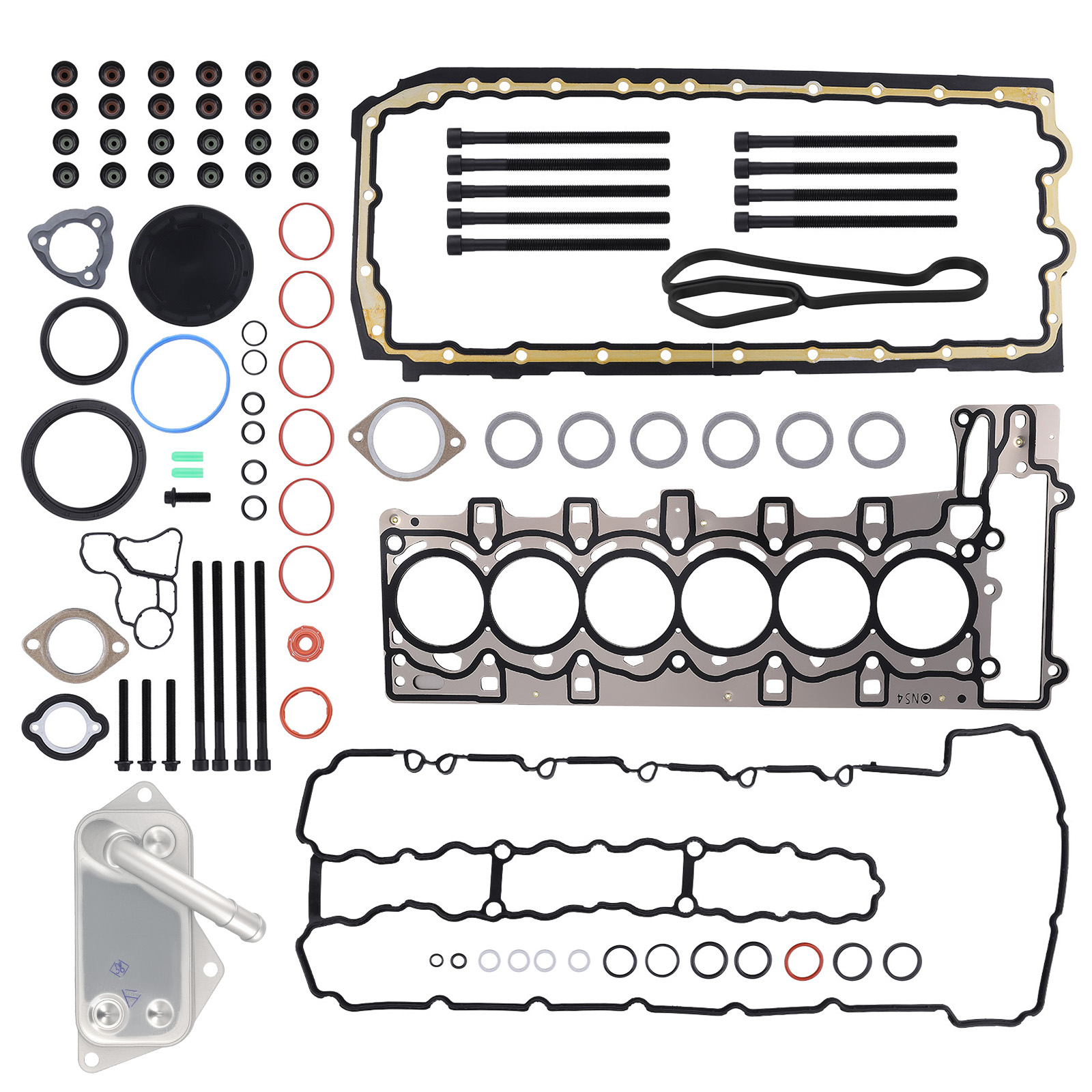 Engine Oil Cooler w/ Head Bolts & Gaskets for BMW 128i N54 2008-13