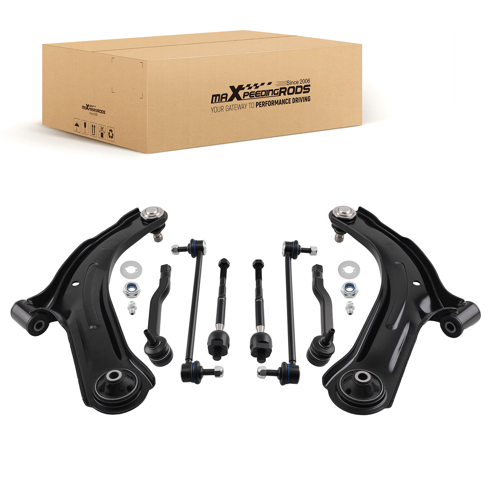 8PC Front Lower Control Arm Ball Joint Sway Bar Kit for Nissan Cube 2009-2013