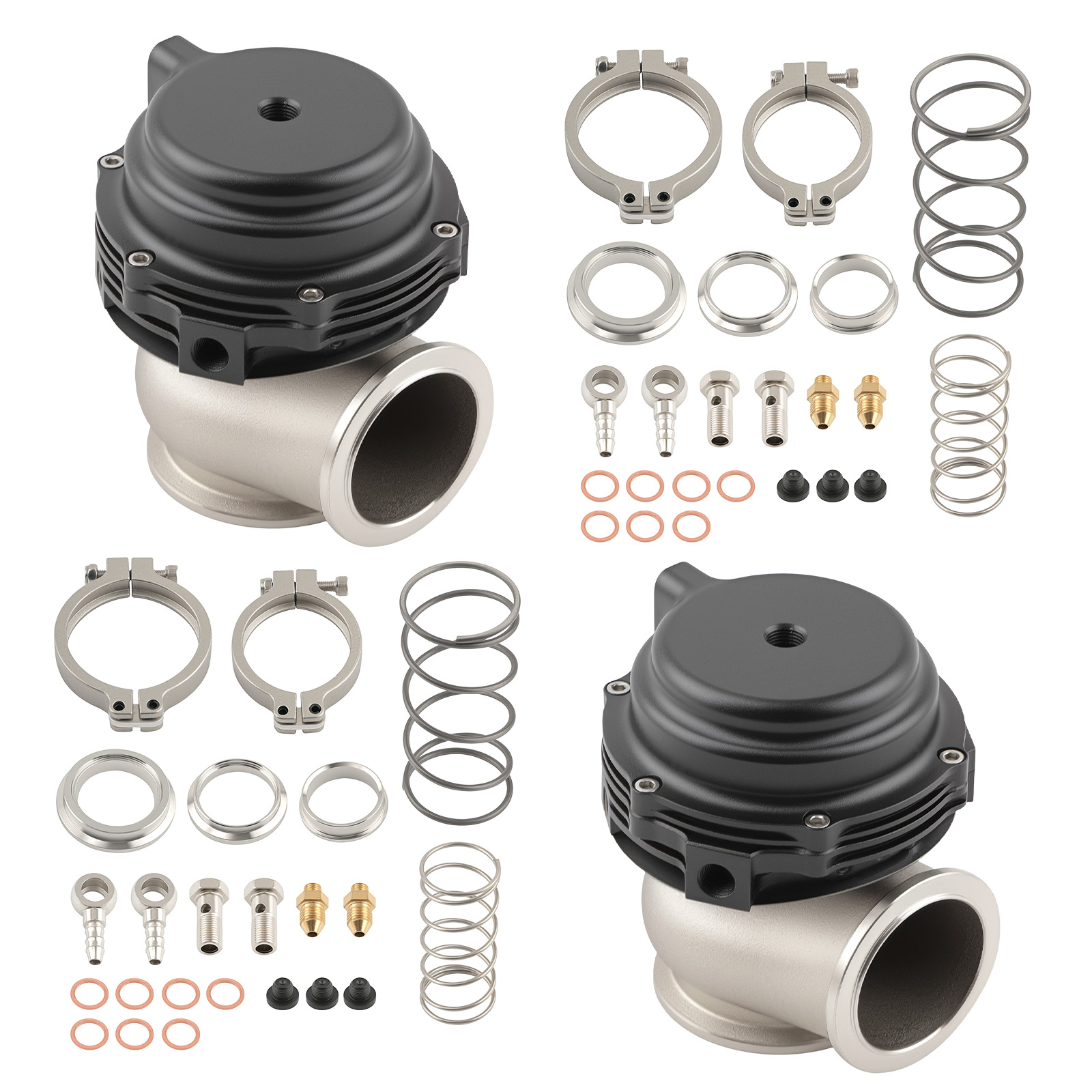 2Sets Universal 44mm External Blow Off Valve for Turbo Wastegate Black Steel
