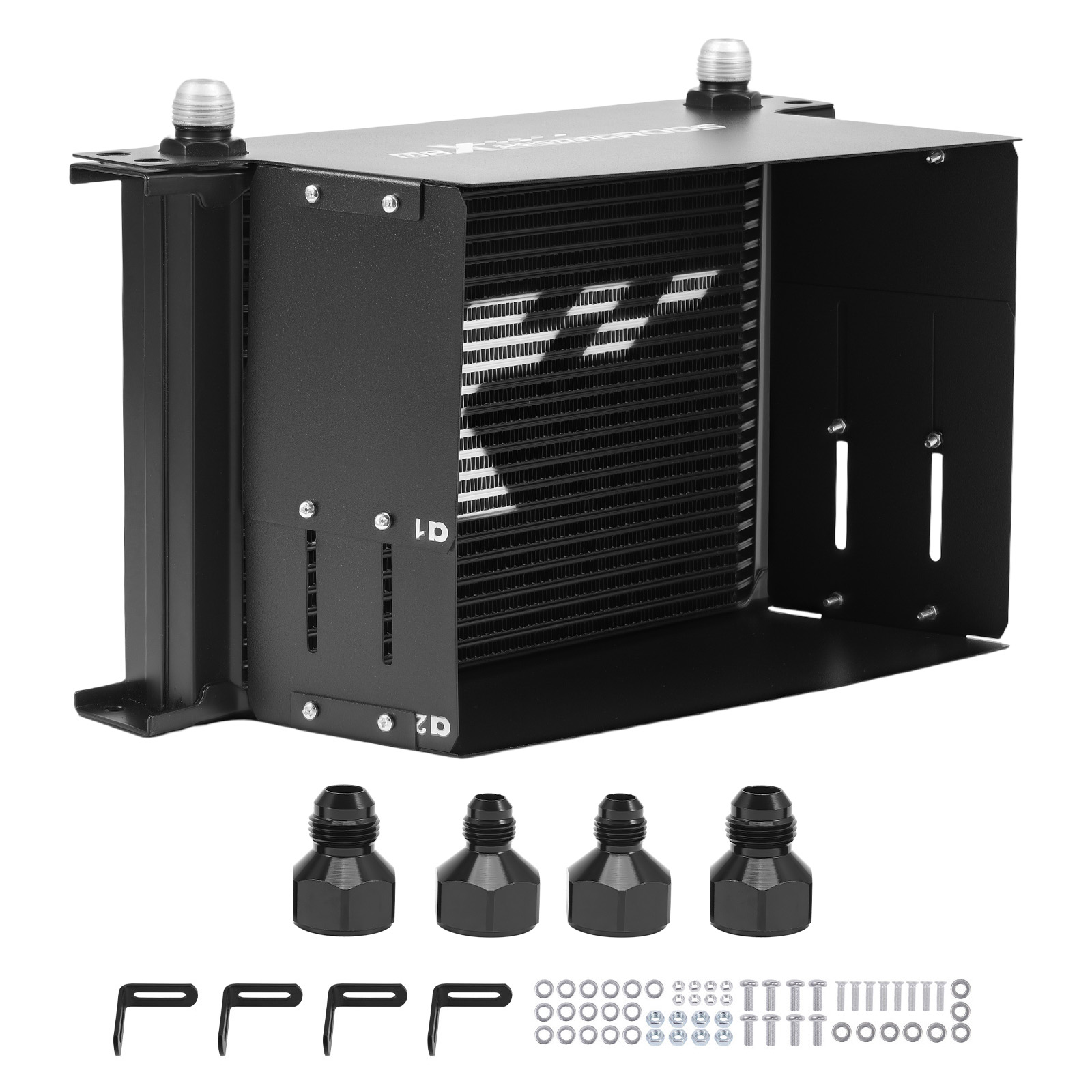 25 Row AN10 Oil Cooler Kit for Universal Cars with Air Guide & Corner Brace