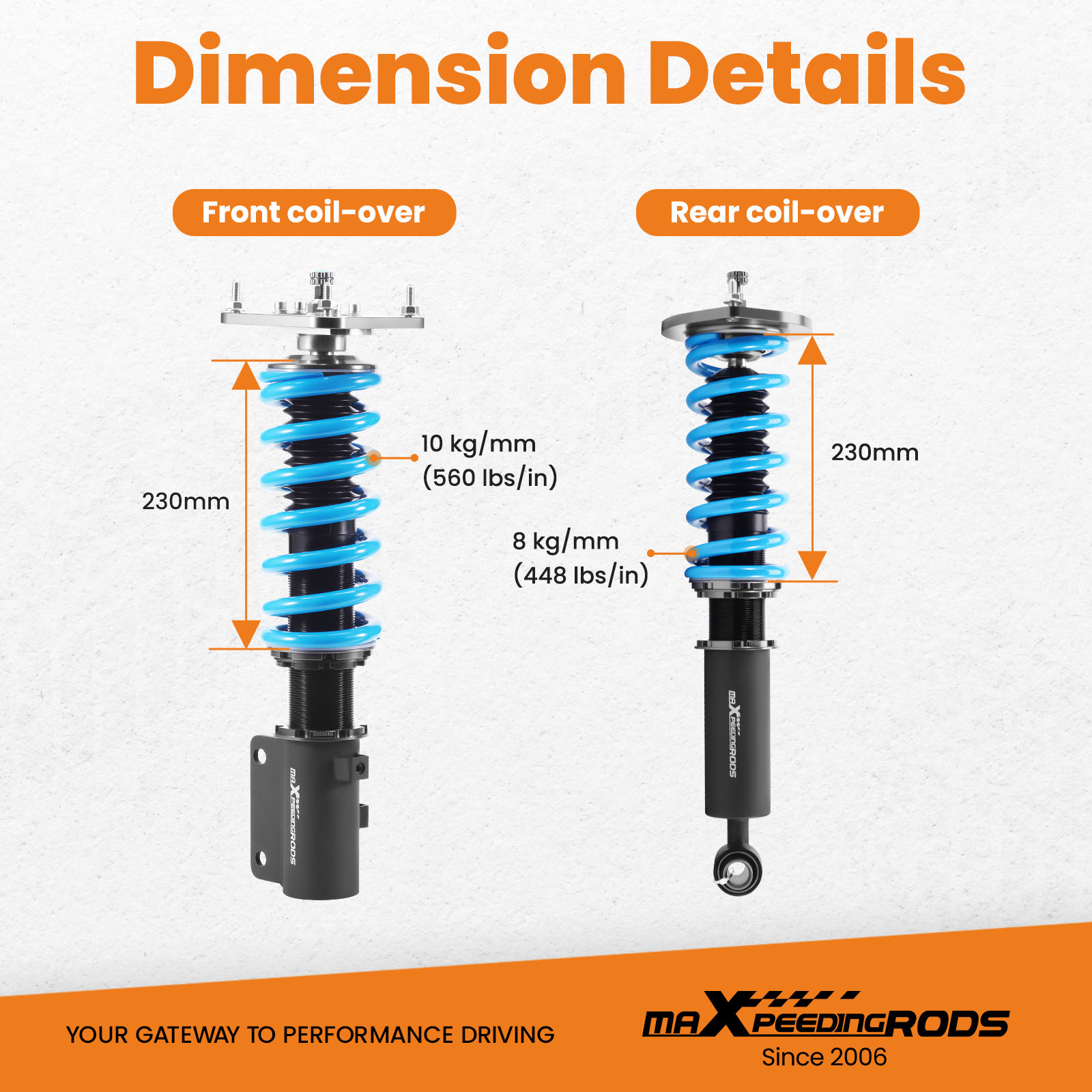 Drops From 1 to 3 Inch From Factory Ride Height